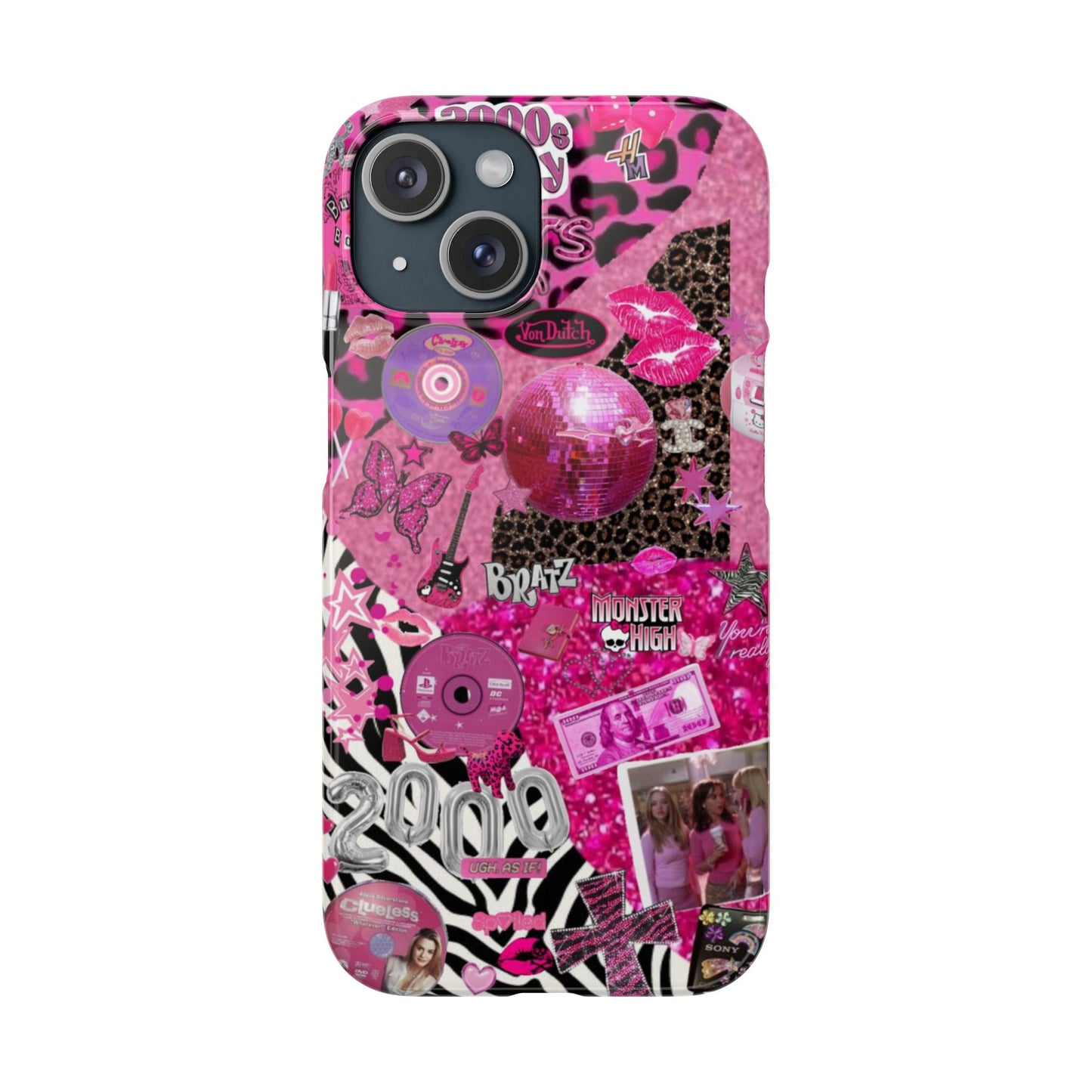 y2k trashy pink phone case