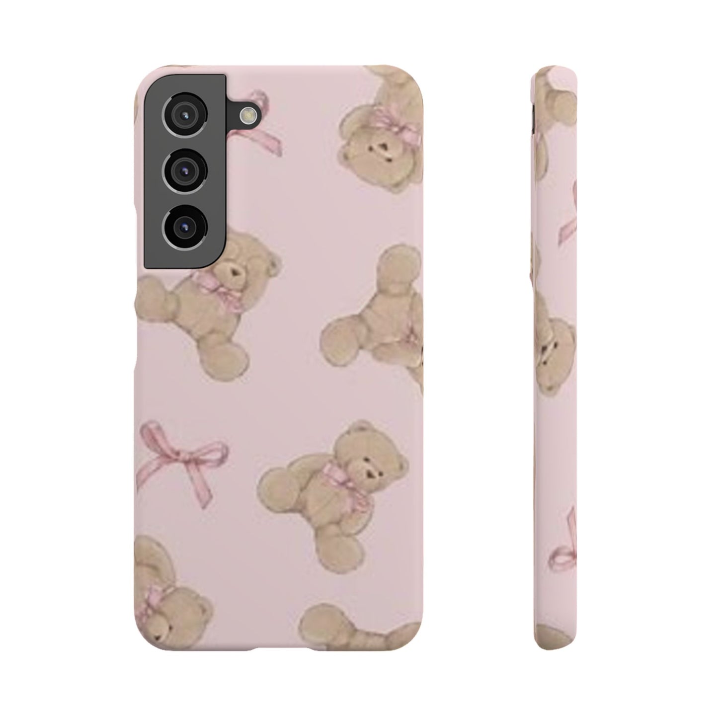 pink background teddy bear phone case