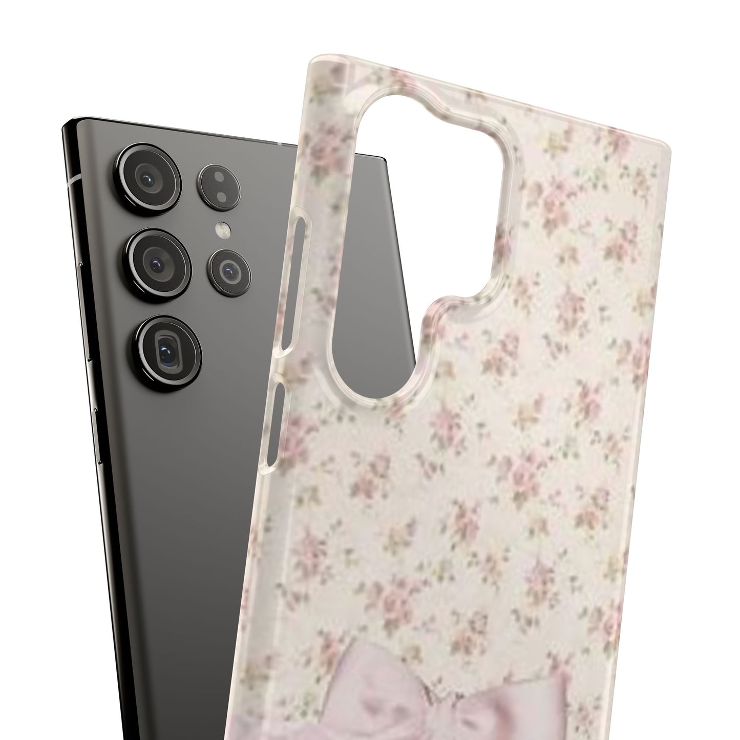 pink flower lace bow phone case