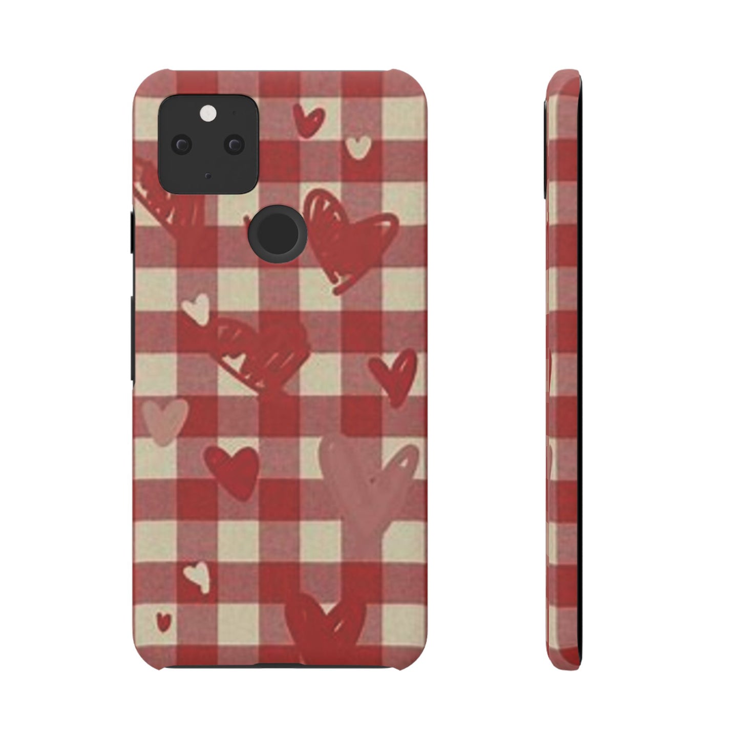 red plaid hearts phone case