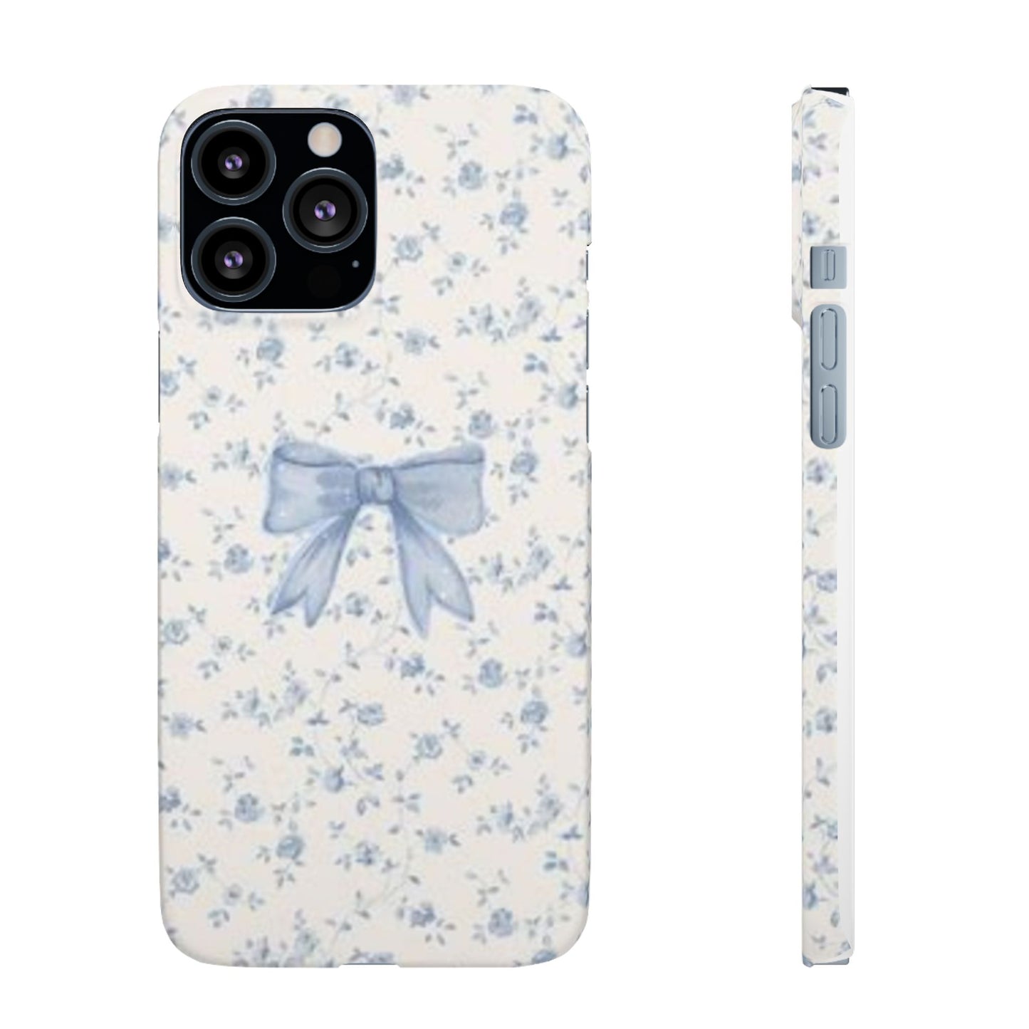 blue flowers and bow phone case