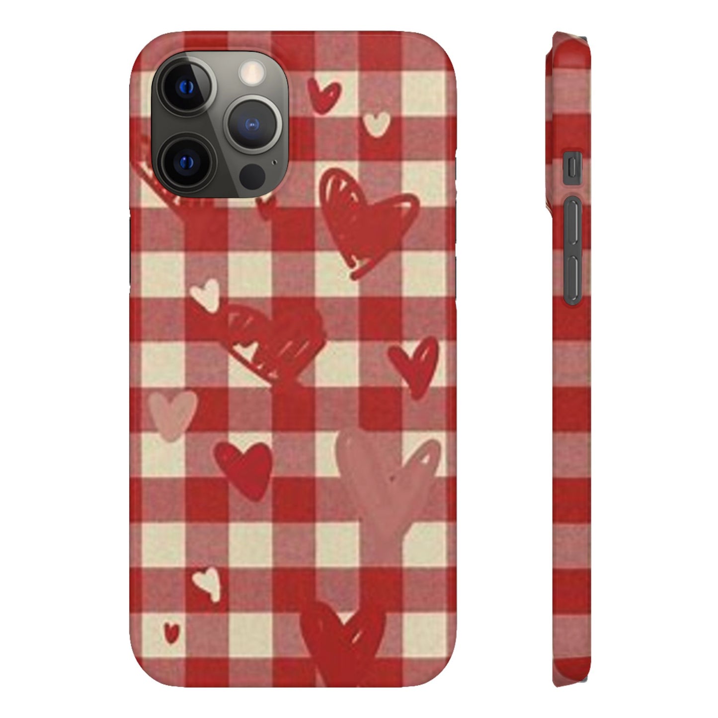 red plaid hearts phone case