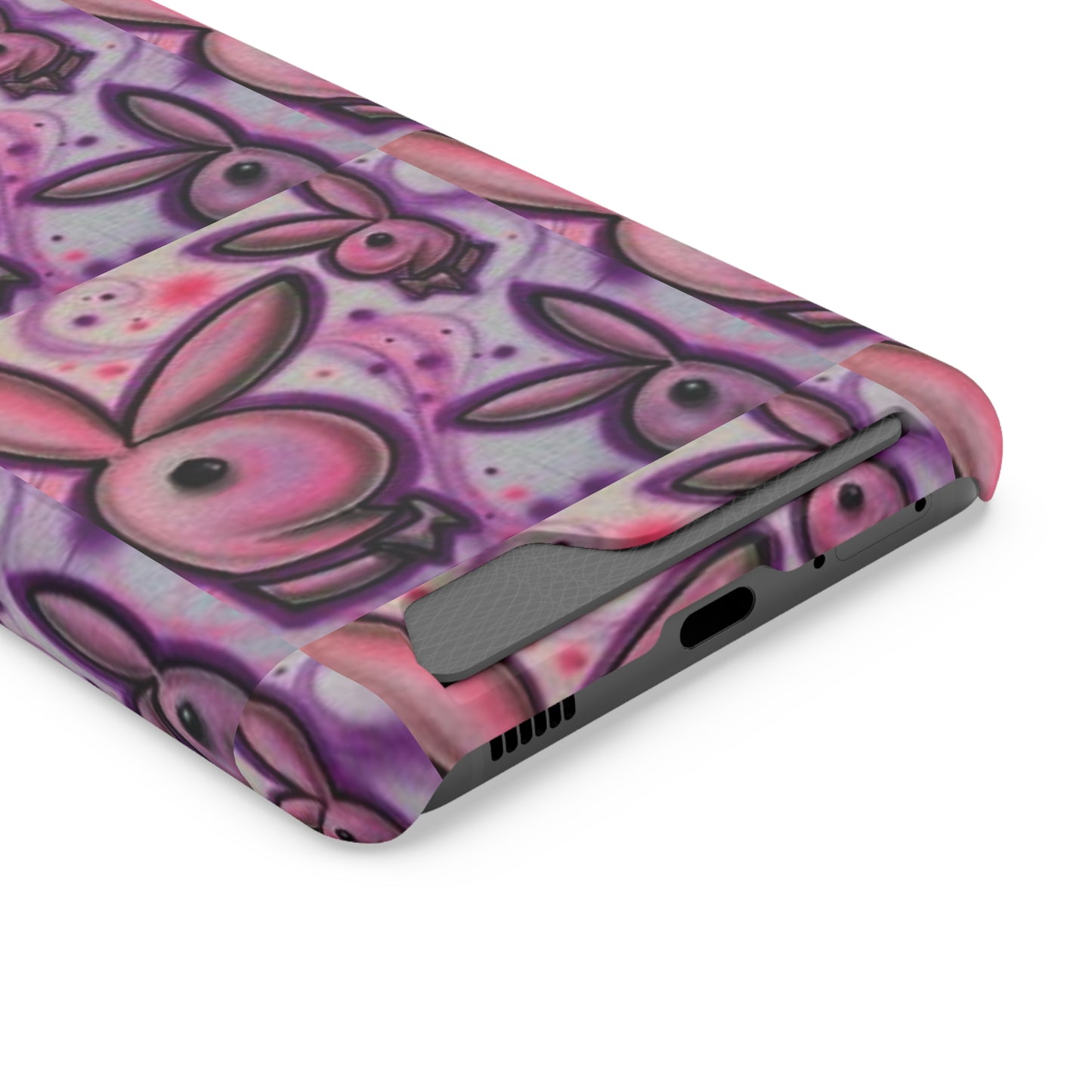 purple bunny Phone Case With Card Holder