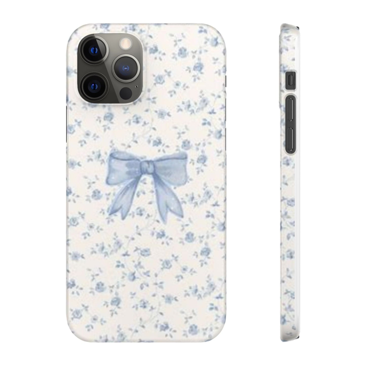 blue flowers and bow phone case