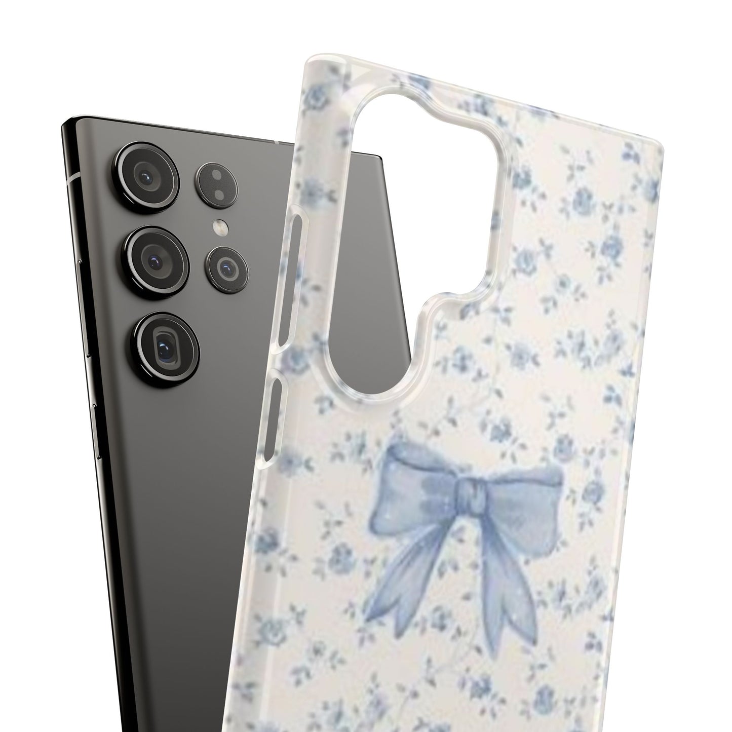 blue flowers and bow phone case