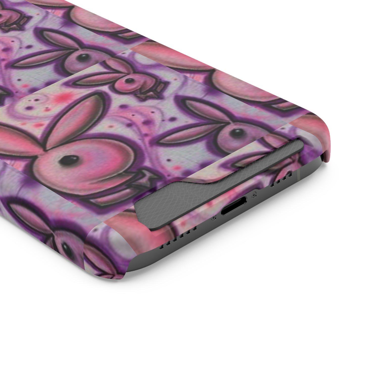 purple bunny Phone Case With Card Holder