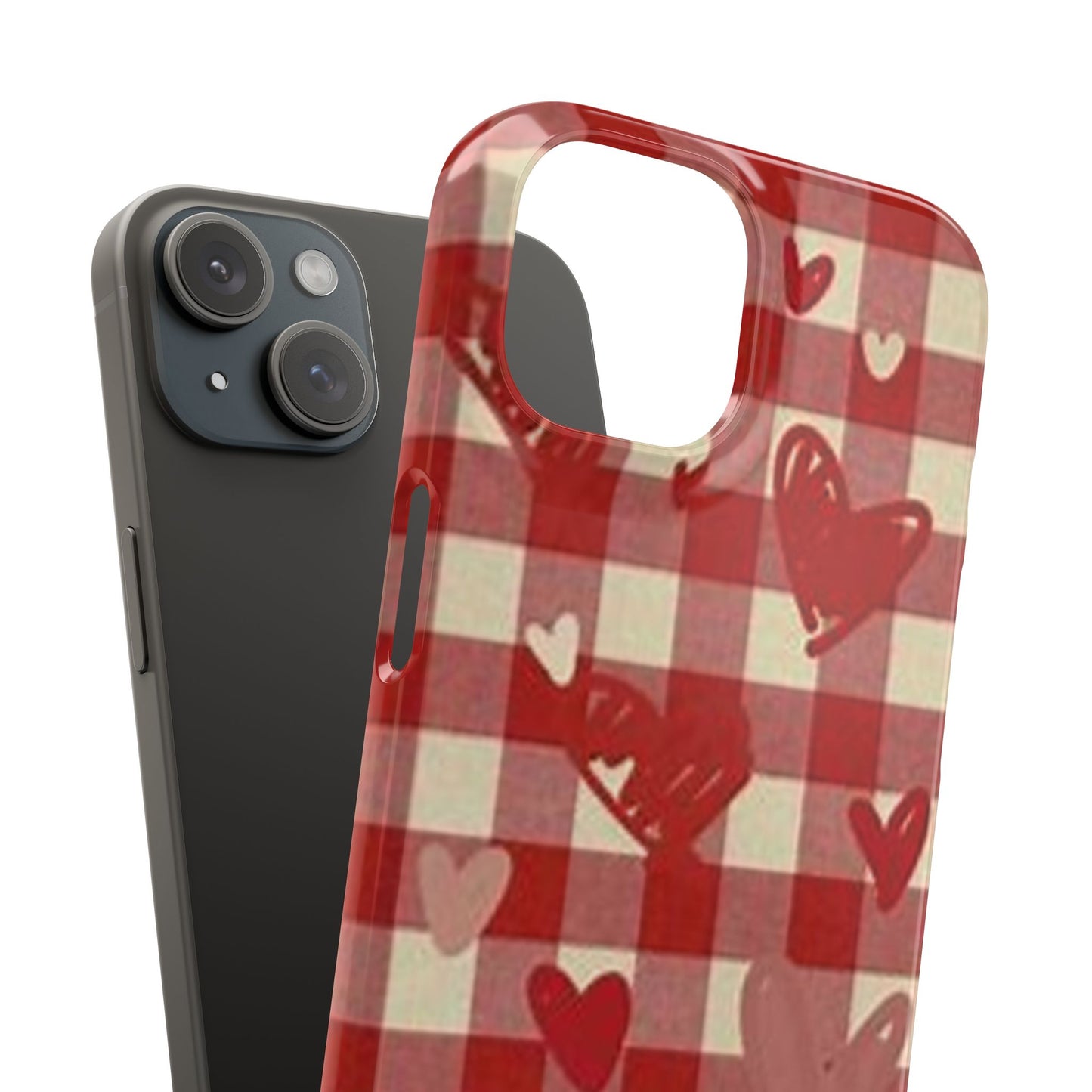 red plaid hearts phone case