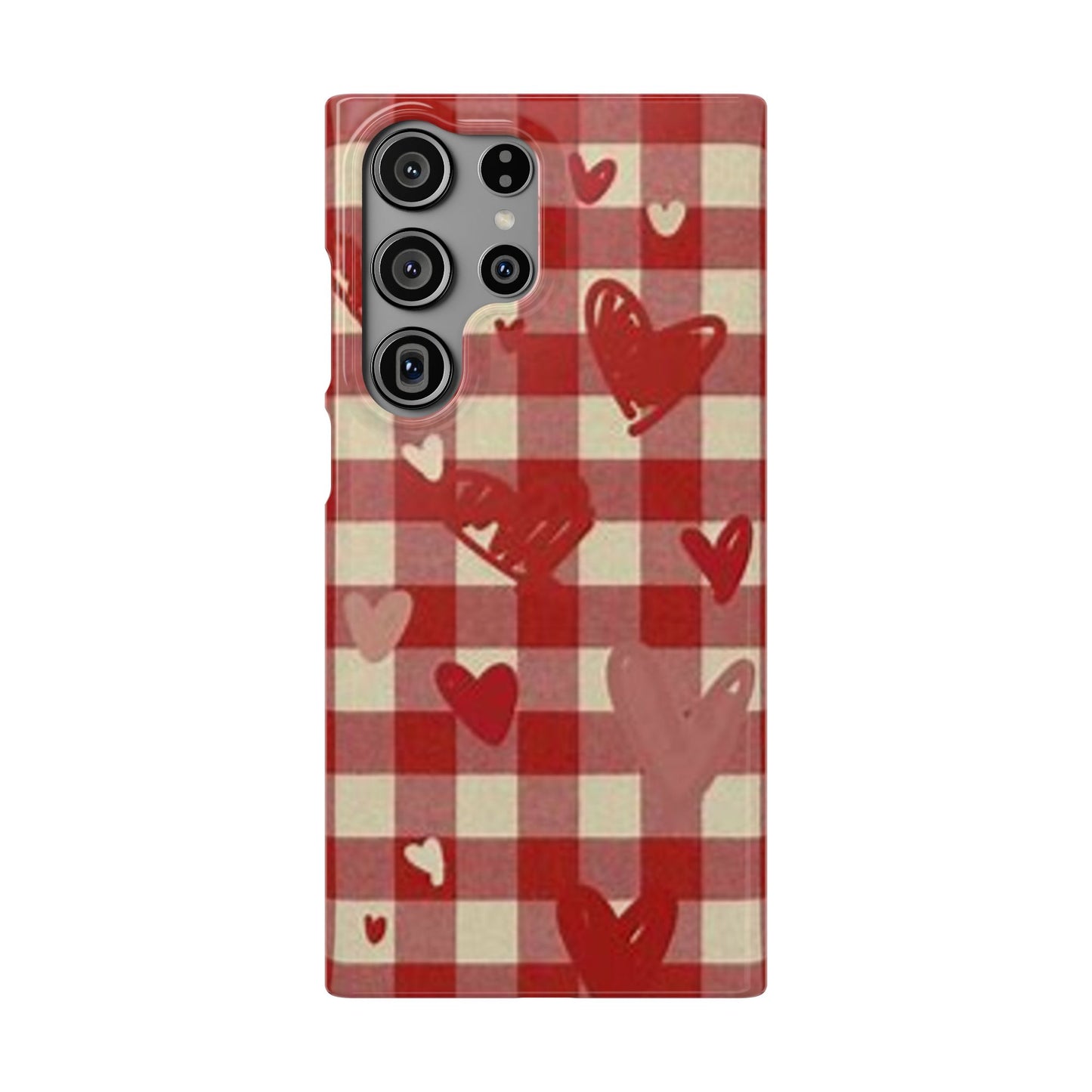 red plaid hearts phone case