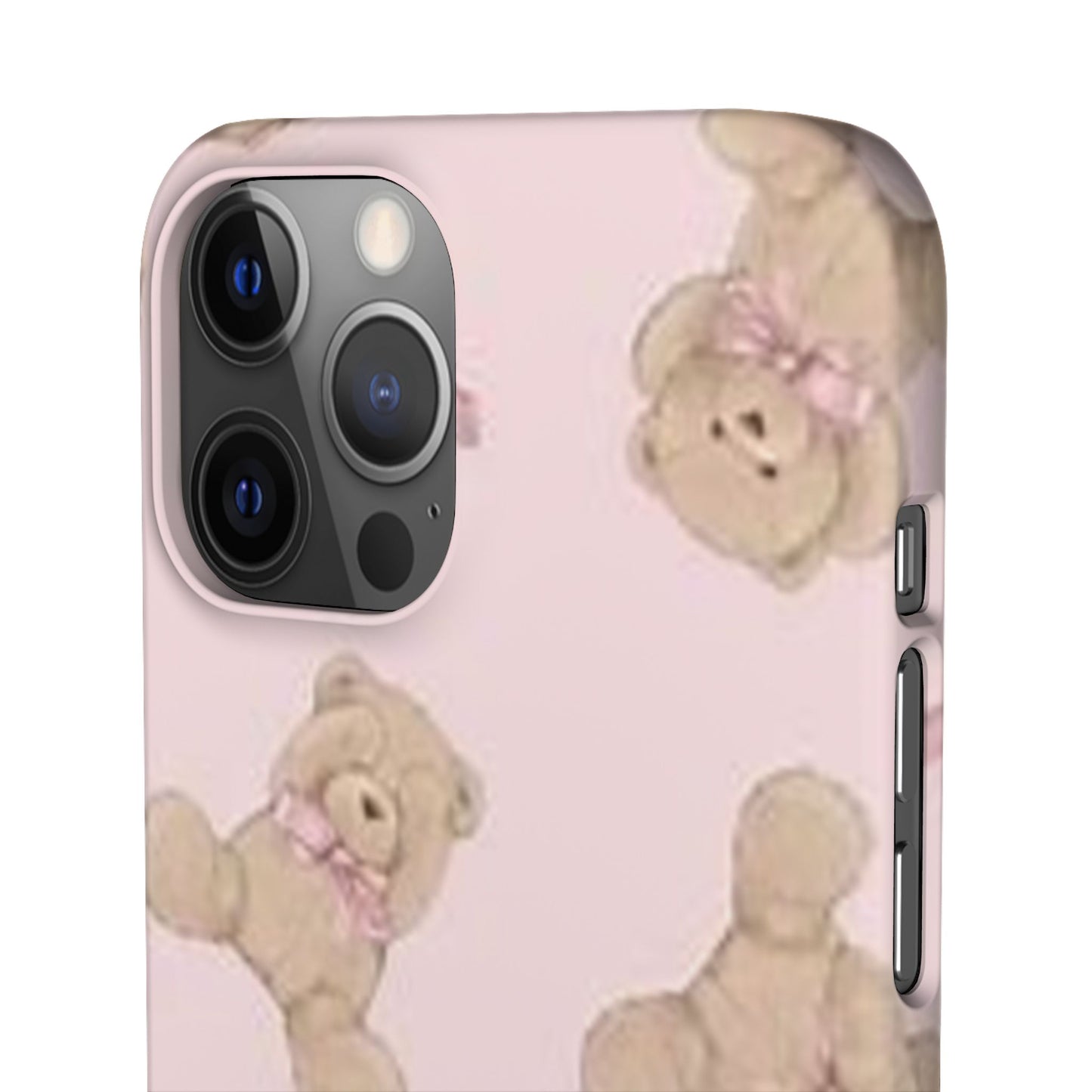 pink background teddy bear phone case