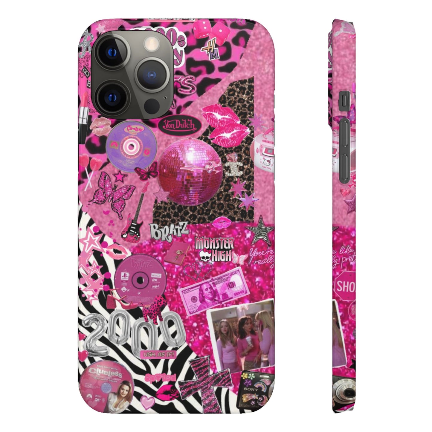 y2k trashy pink phone case