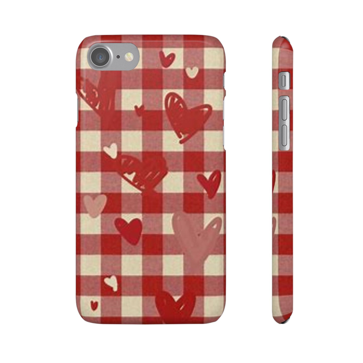 red plaid hearts phone case