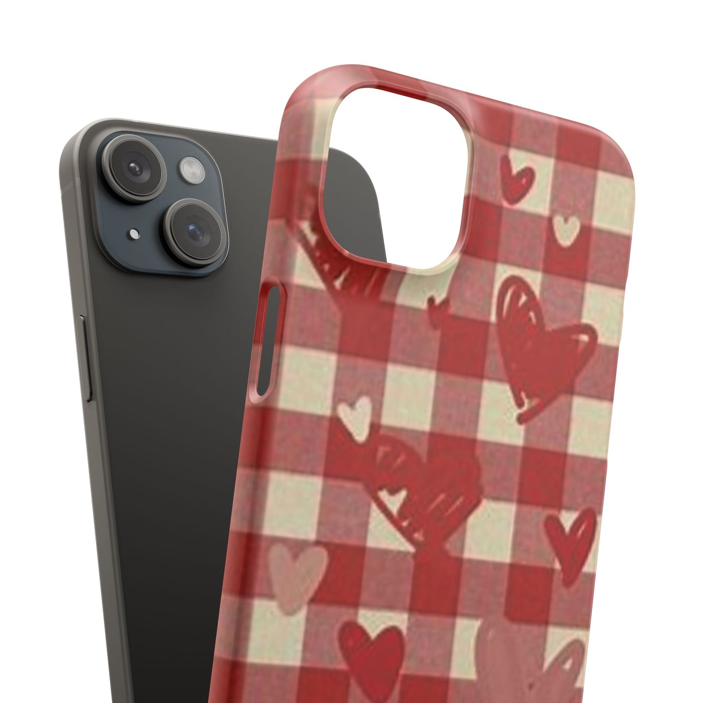 red plaid hearts phone case