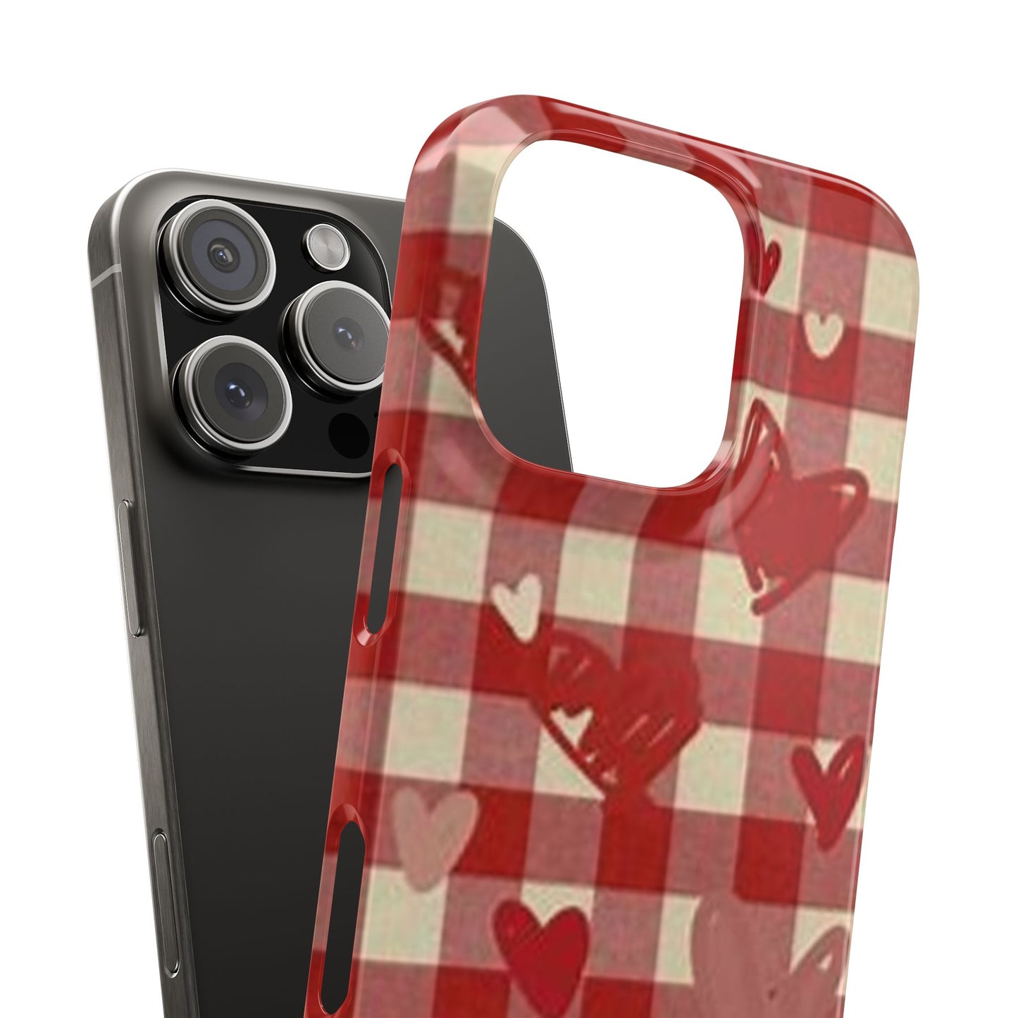 red plaid hearts phone case