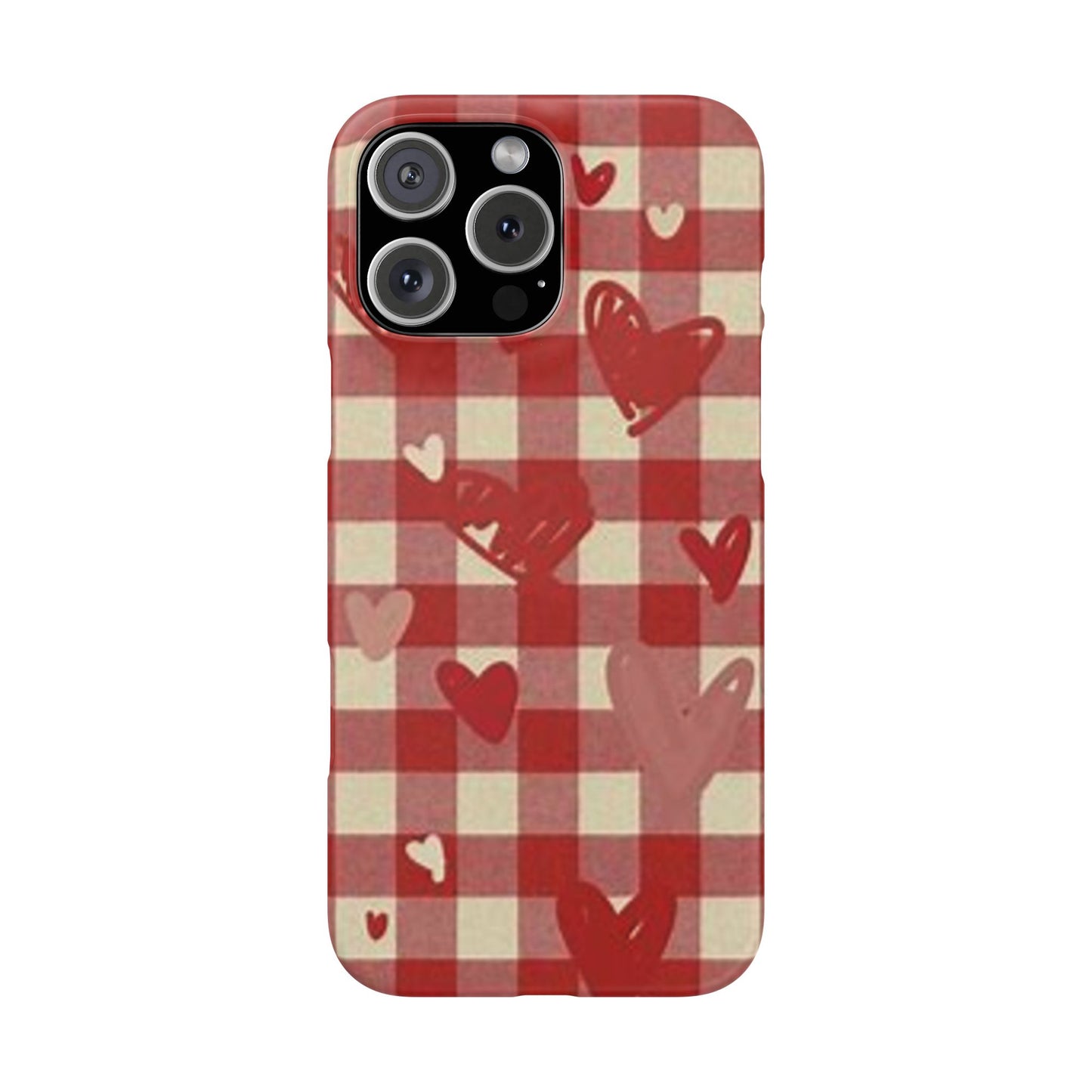 red plaid hearts phone case