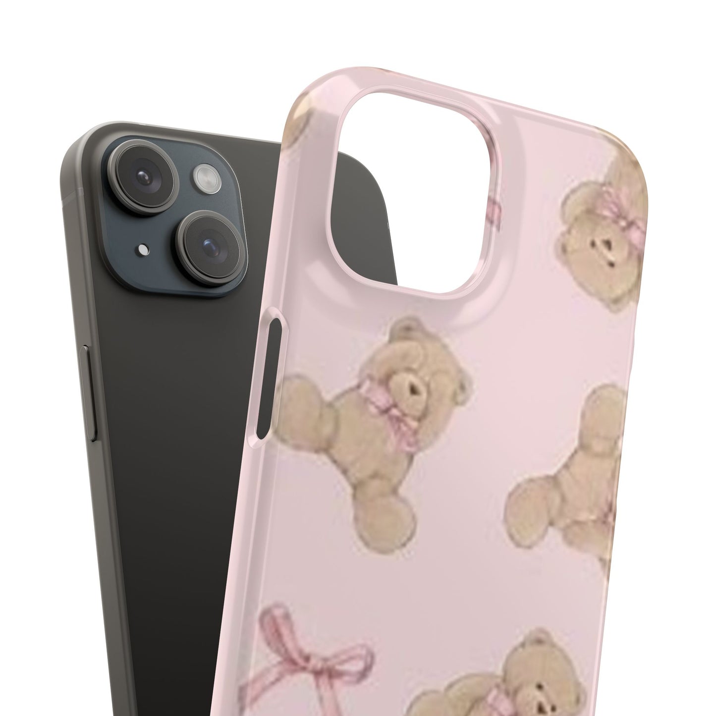 pink background teddy bear phone case