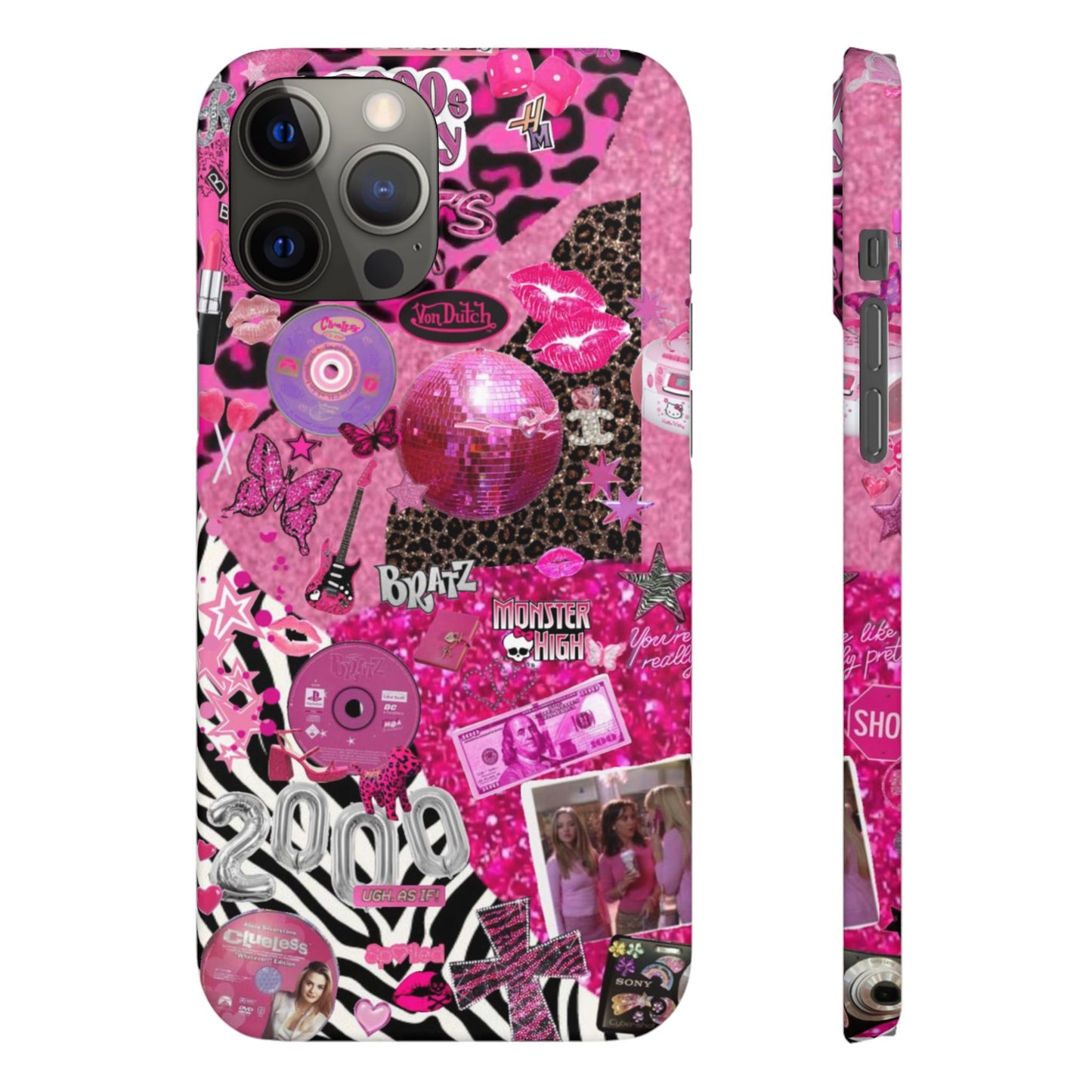 y2k trashy pink phone case