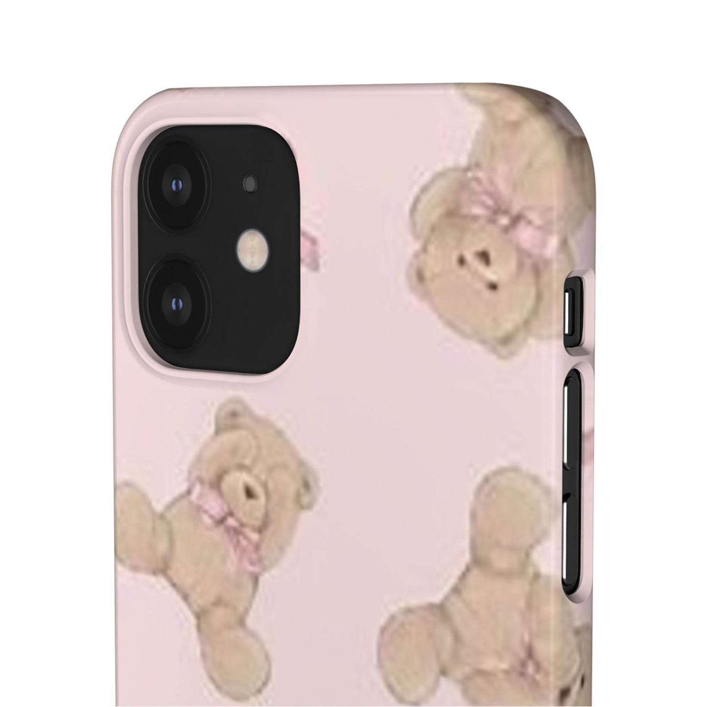 pink background teddy bear phone case