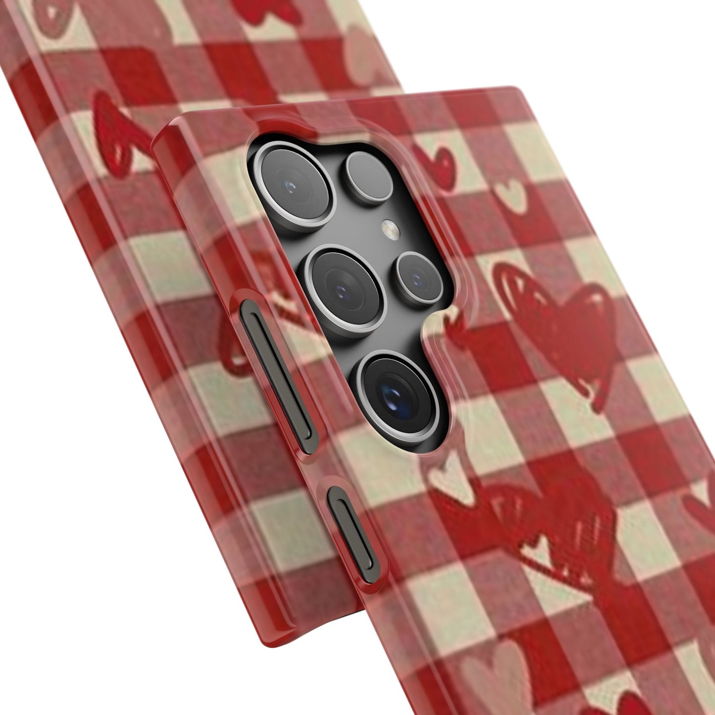 red plaid hearts phone case