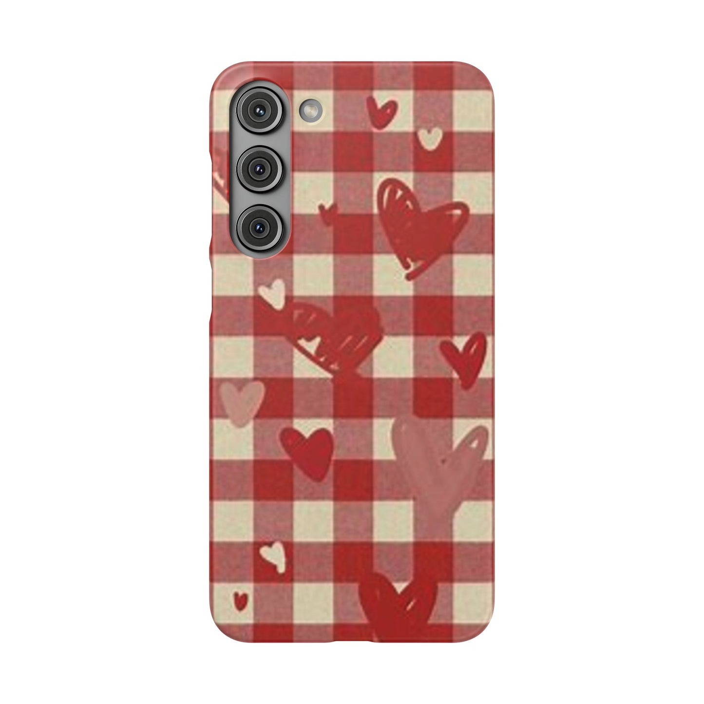 red plaid hearts phone case