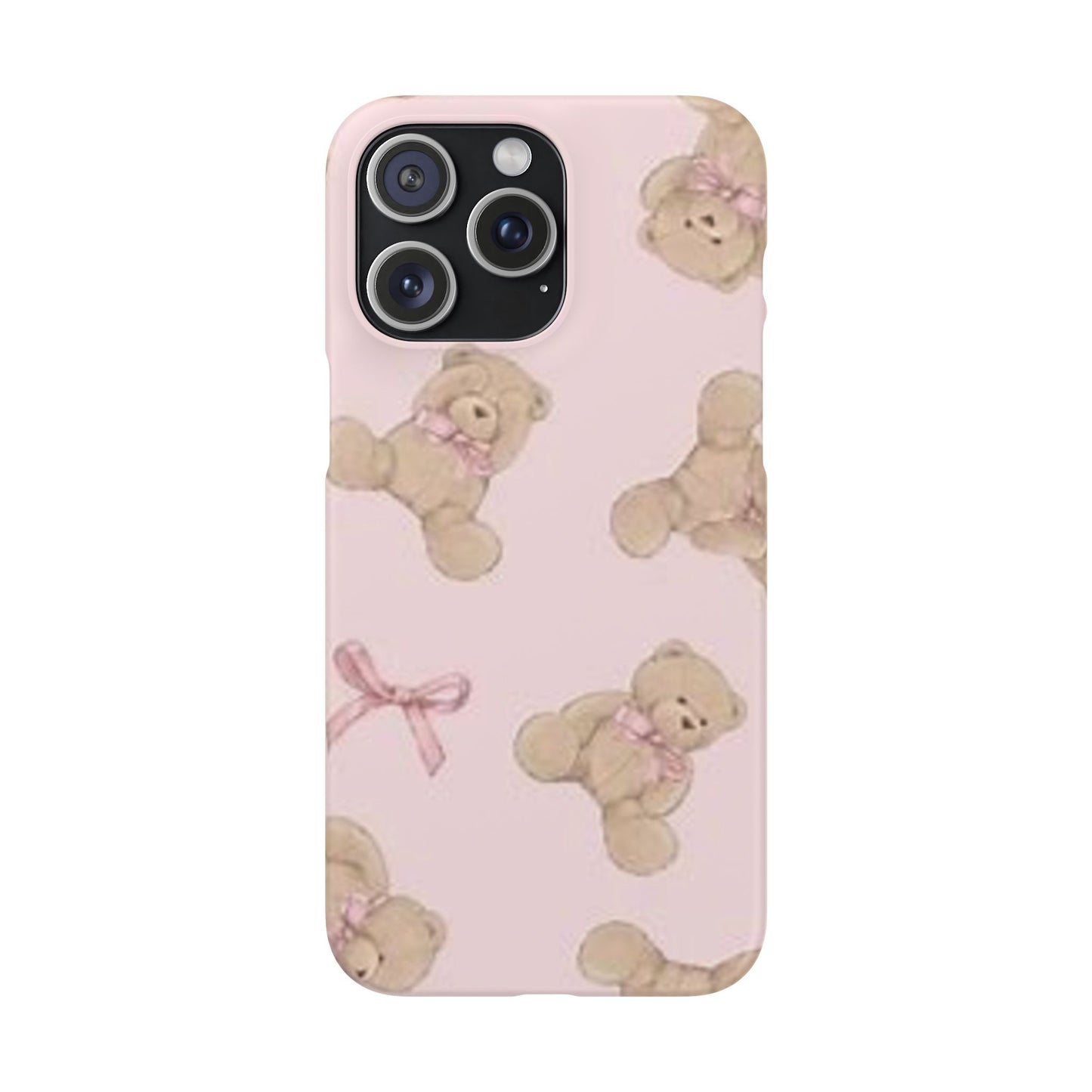 pink background teddy bear phone case