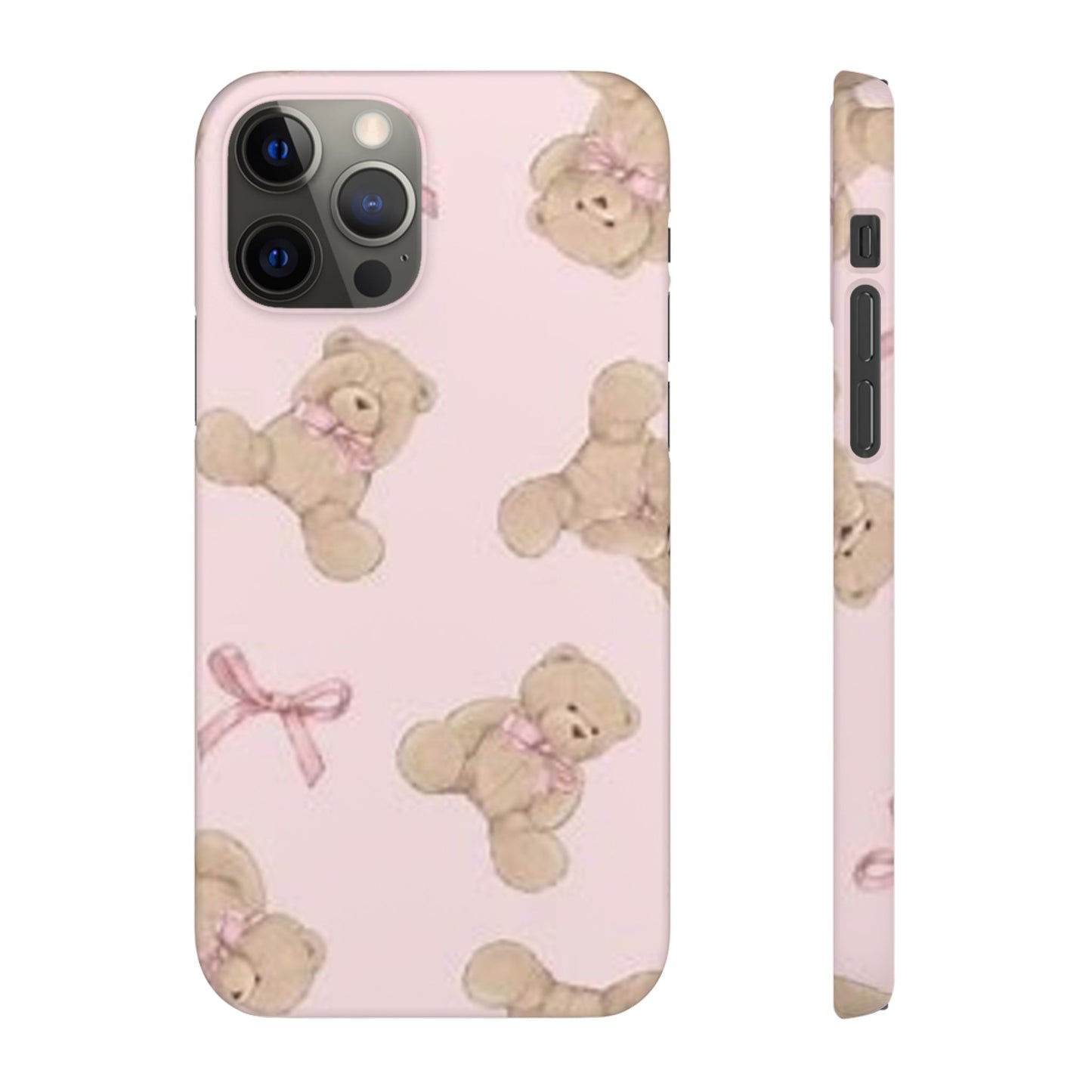 pink background teddy bear phone case