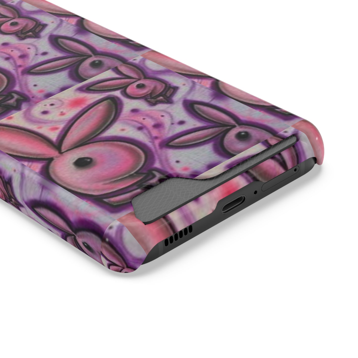 purple bunny Phone Case With Card Holder