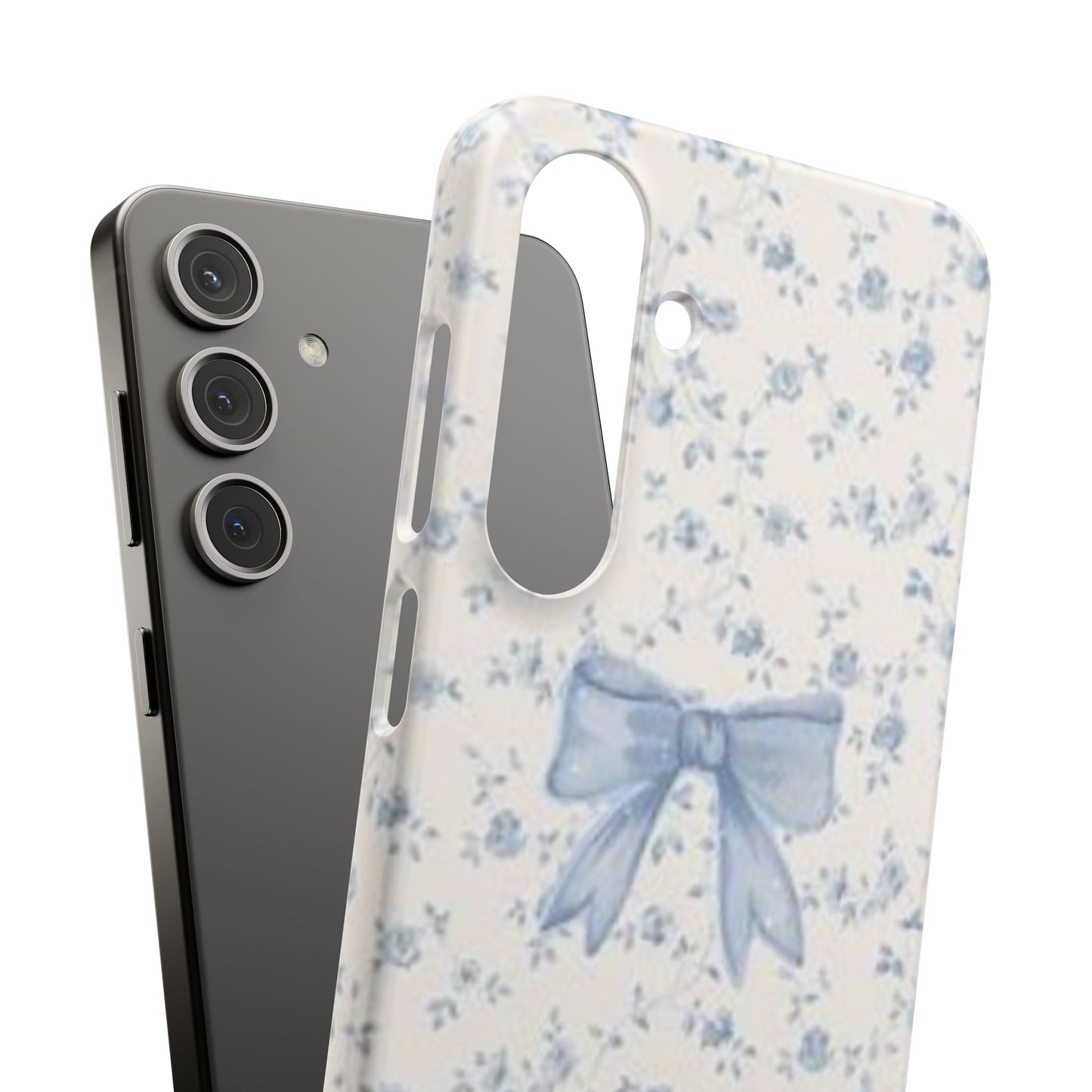 blue flowers and bow phone case