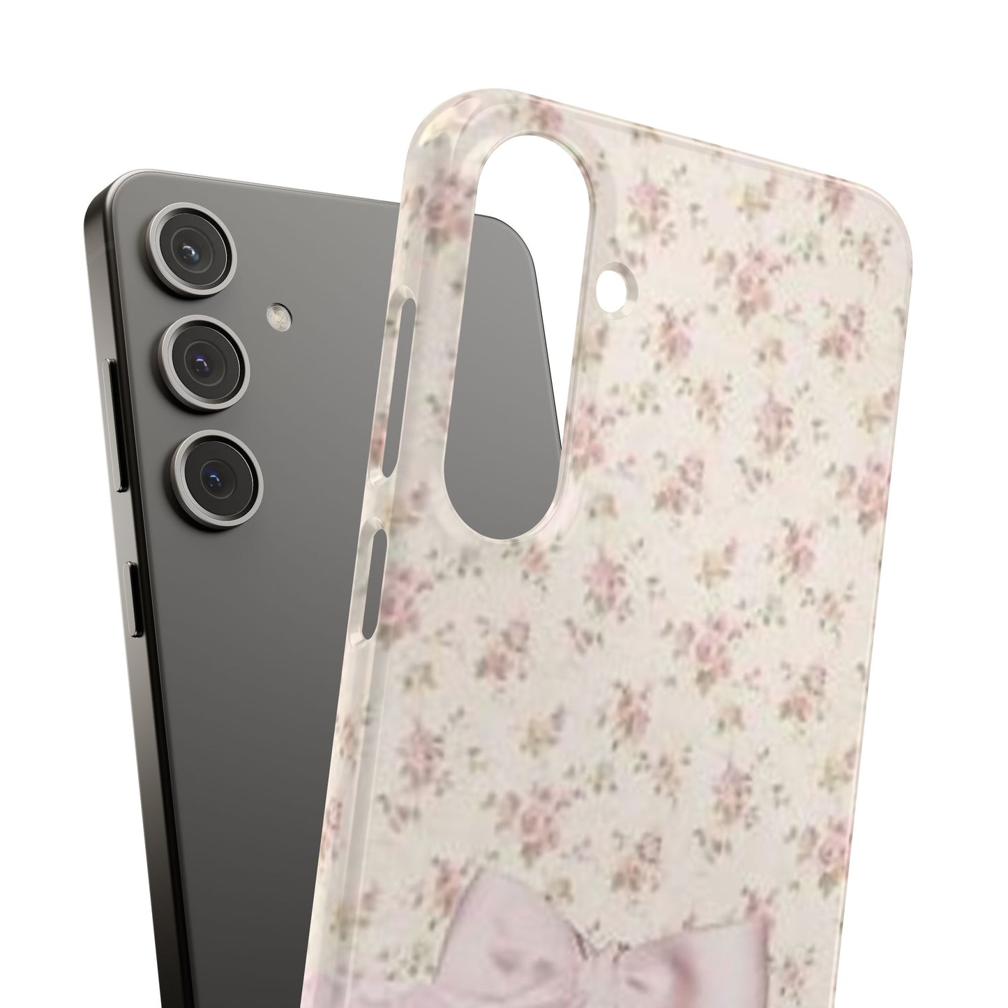 pink flower lace bow phone case