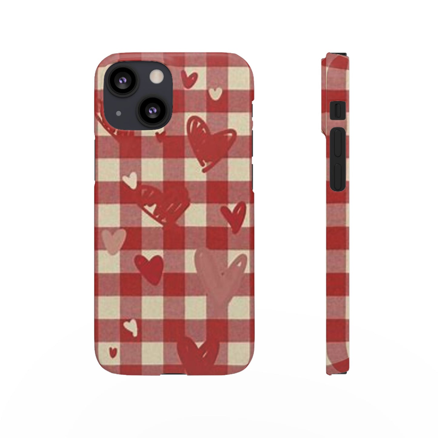 red plaid hearts phone case