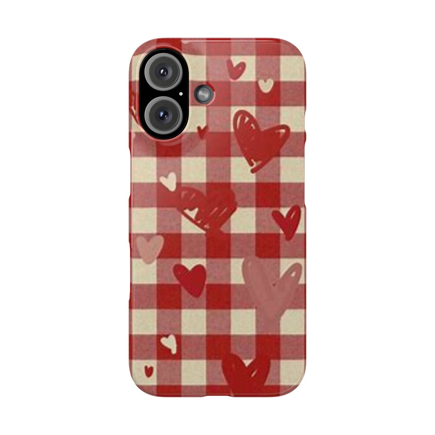 red plaid hearts phone case