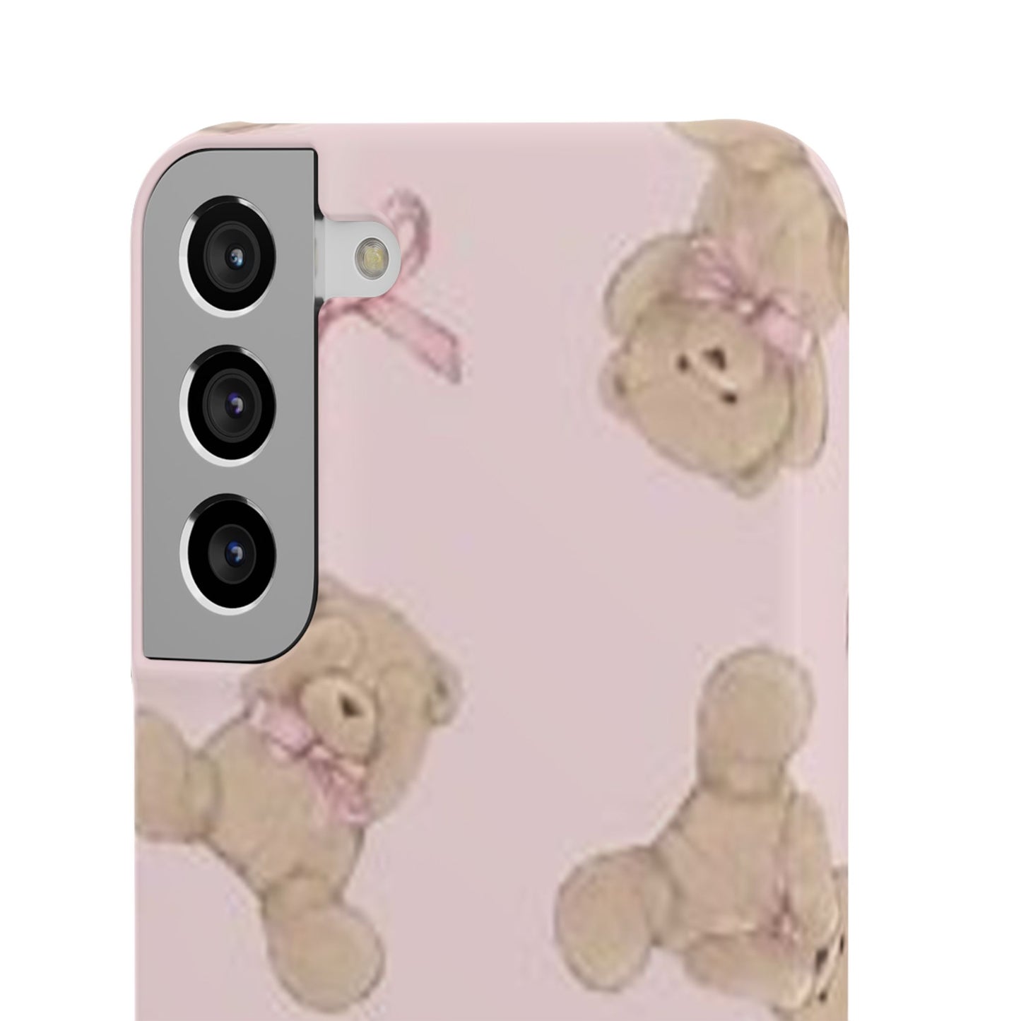 pink background teddy bear phone case