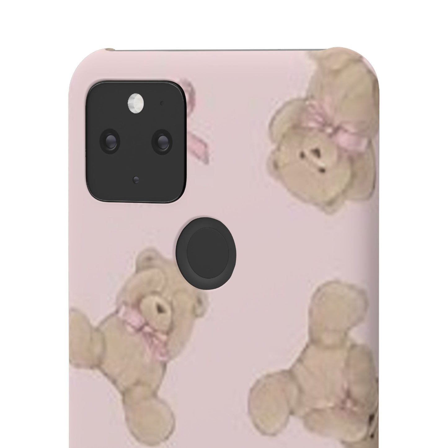 pink background teddy bear phone case