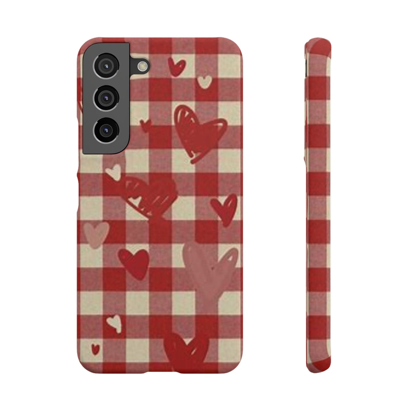 red plaid hearts phone case