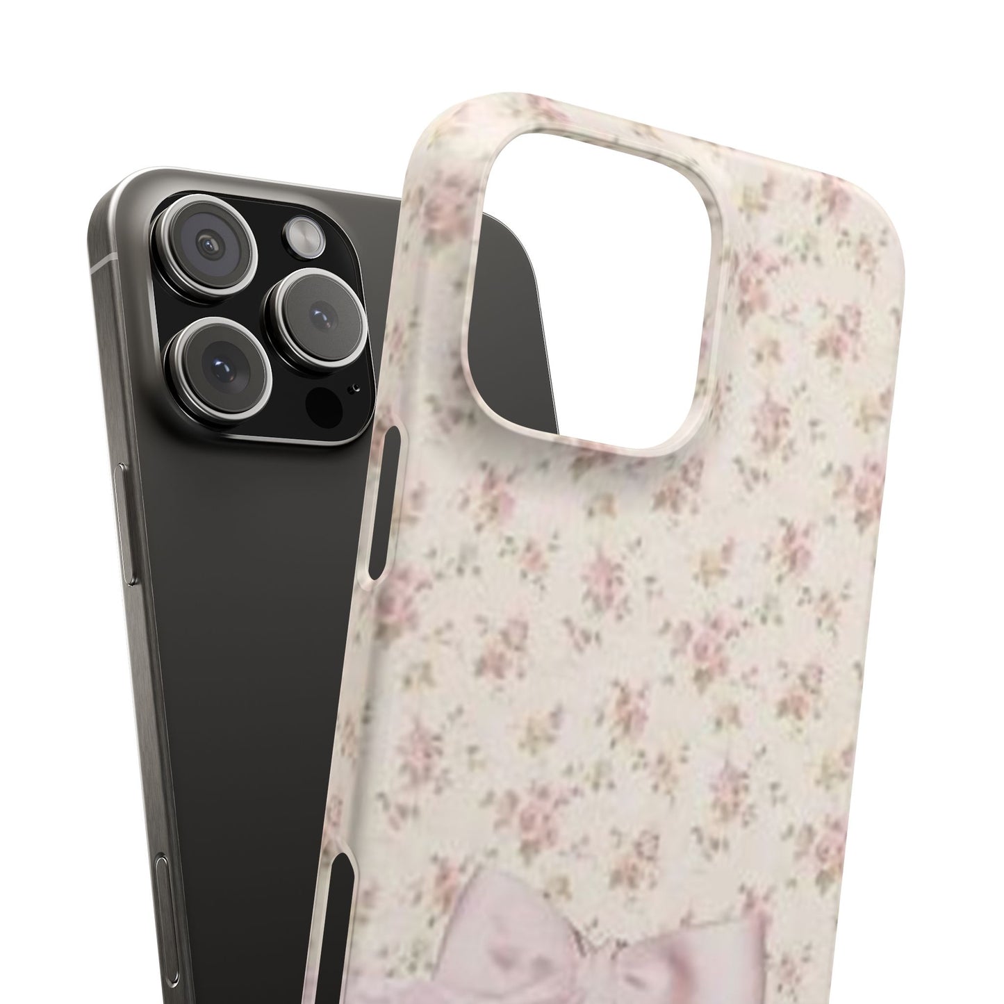 pink flower lace bow phone case