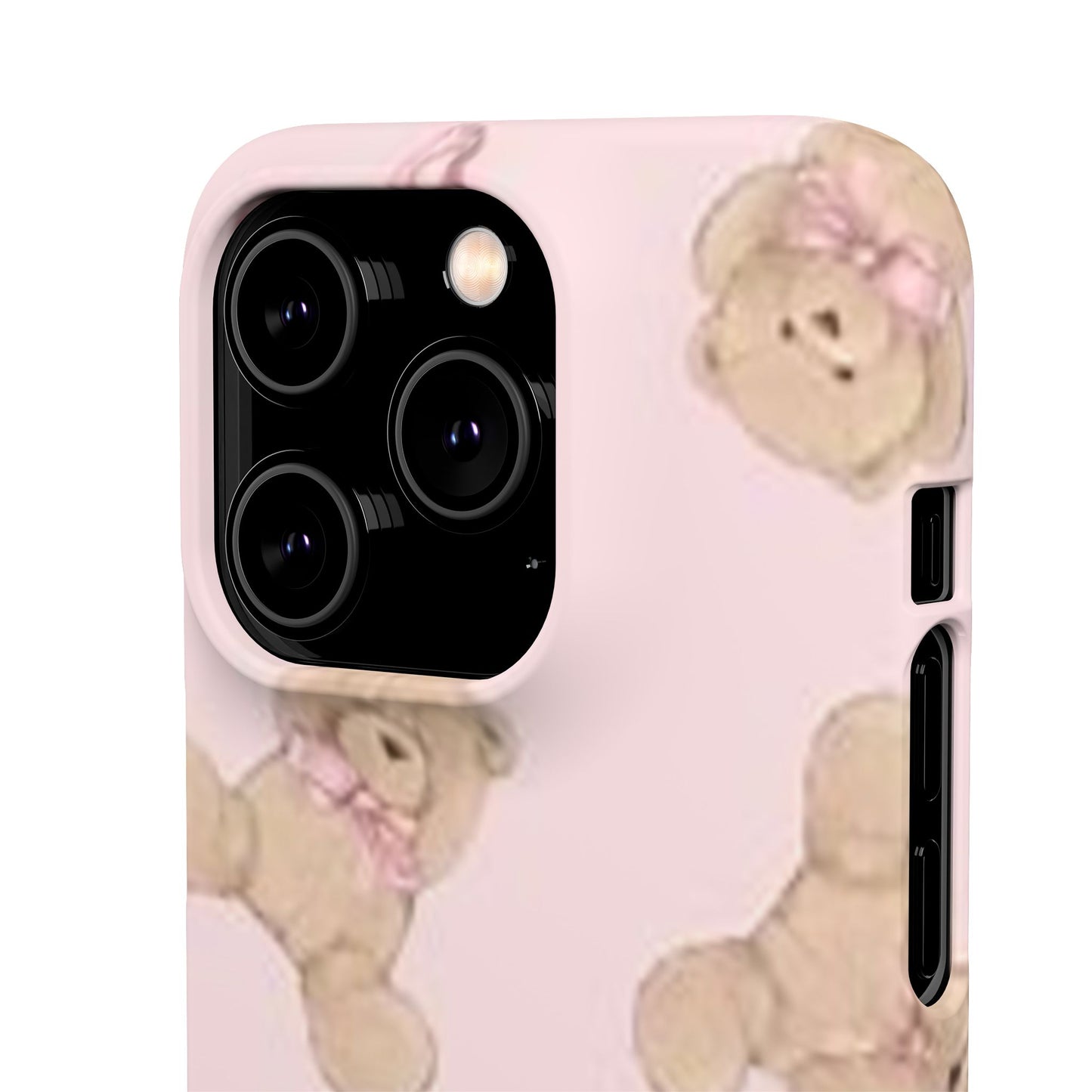 pink background teddy bear phone case