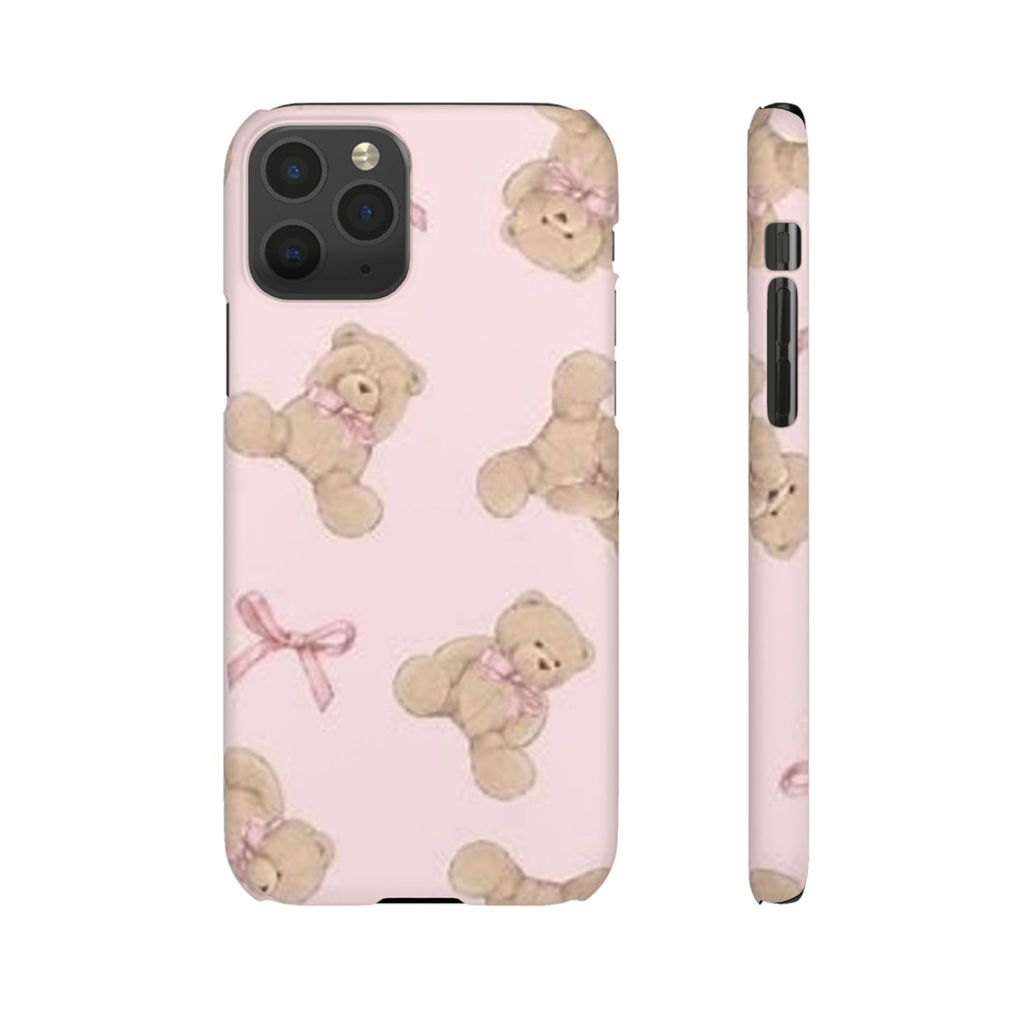 pink background teddy bear phone case