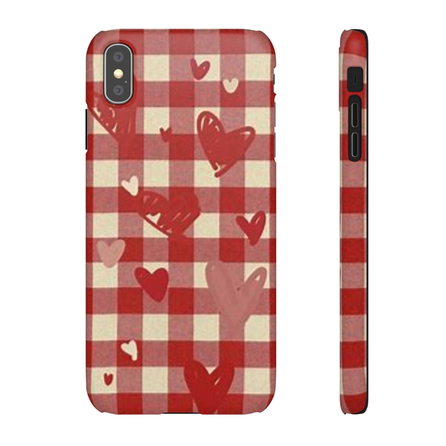 red plaid hearts phone case