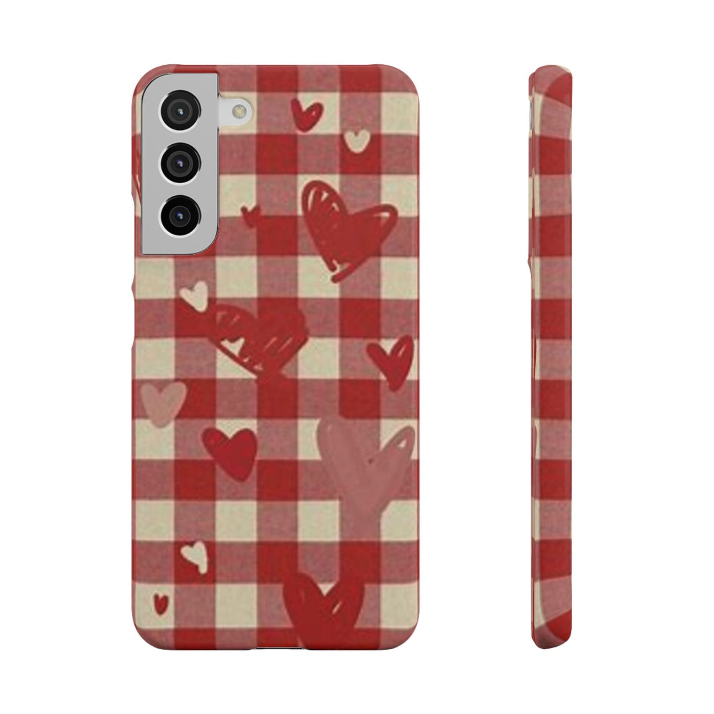 red plaid hearts phone case