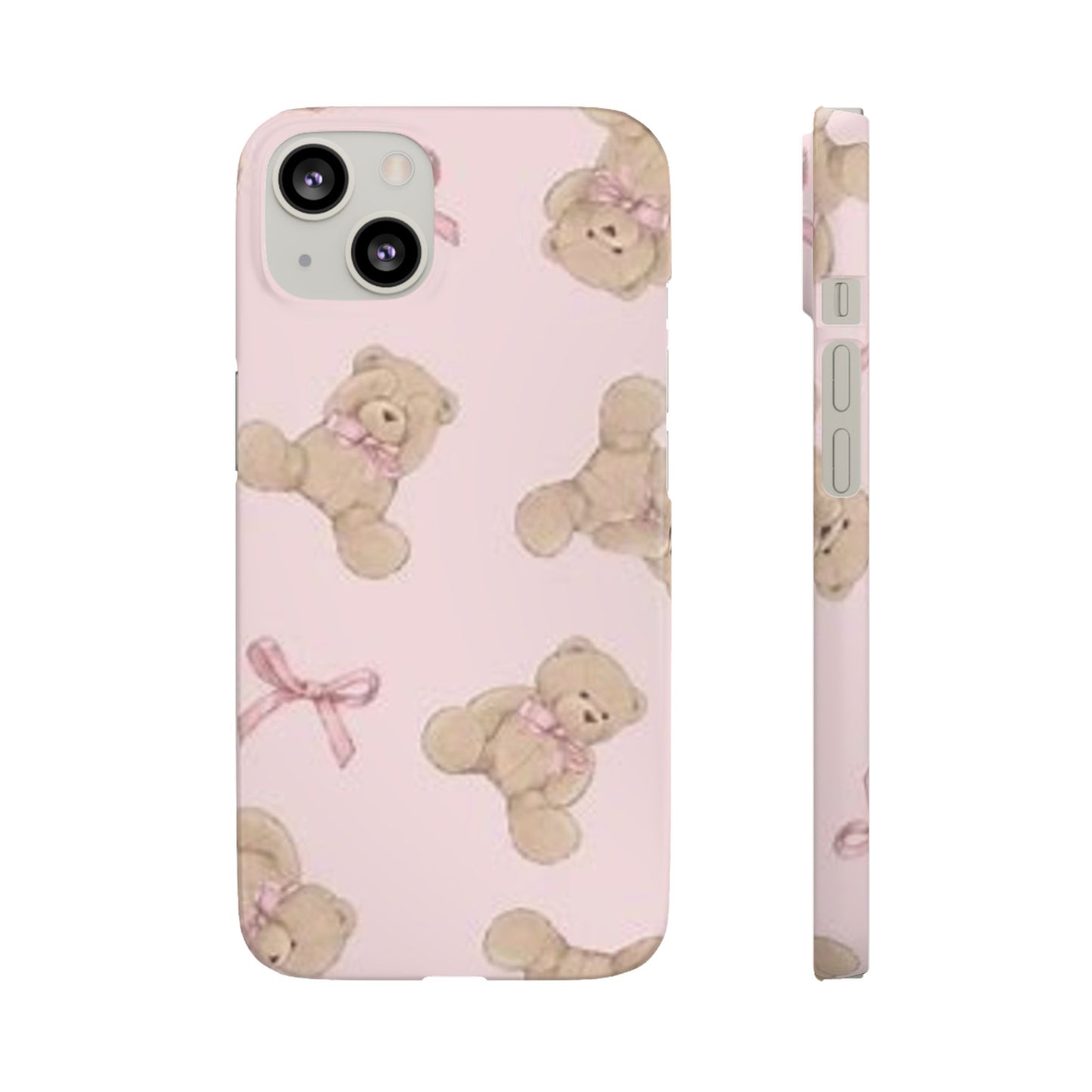 pink background teddy bear phone case