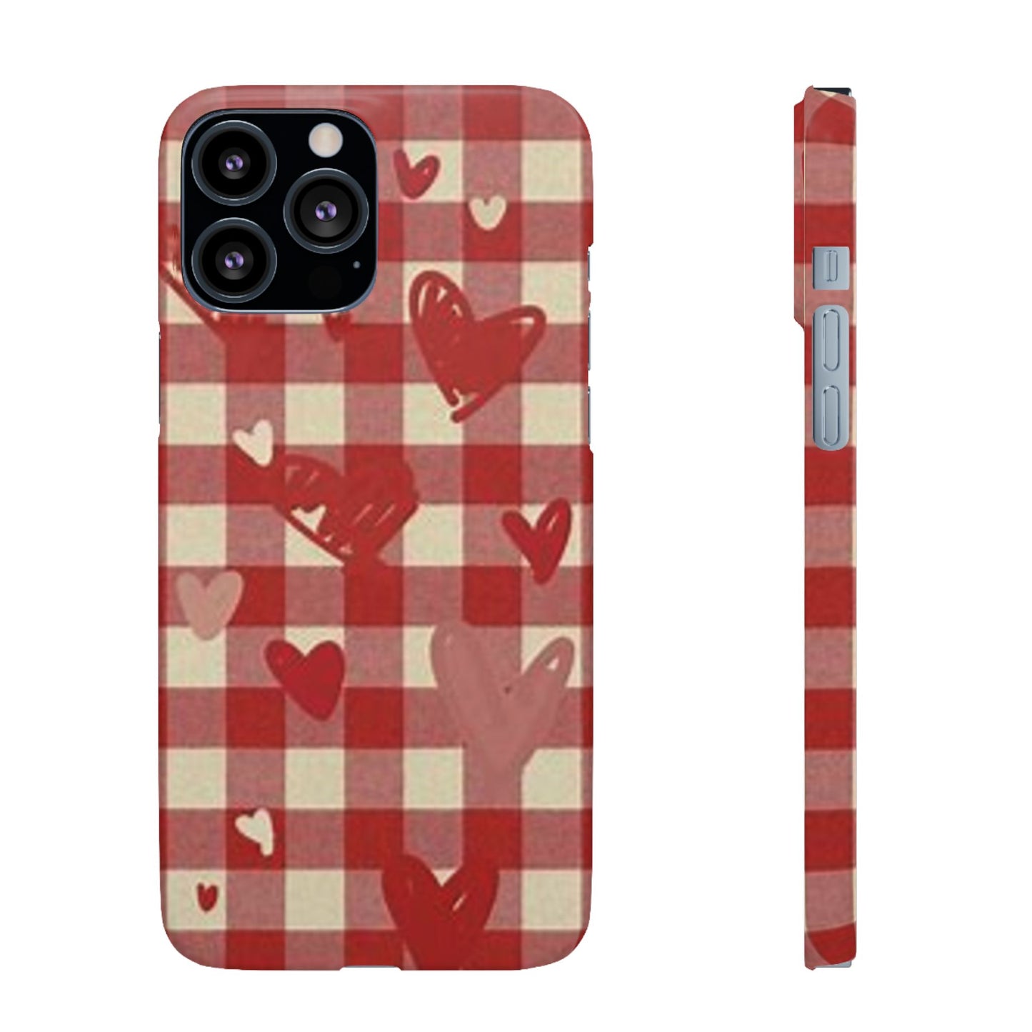 red plaid hearts phone case