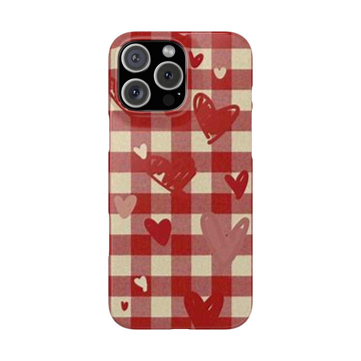 red plaid hearts phone case