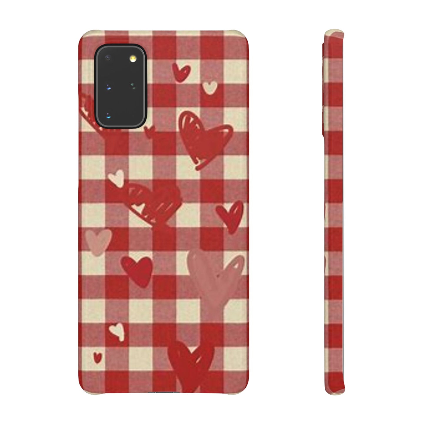 red plaid hearts phone case