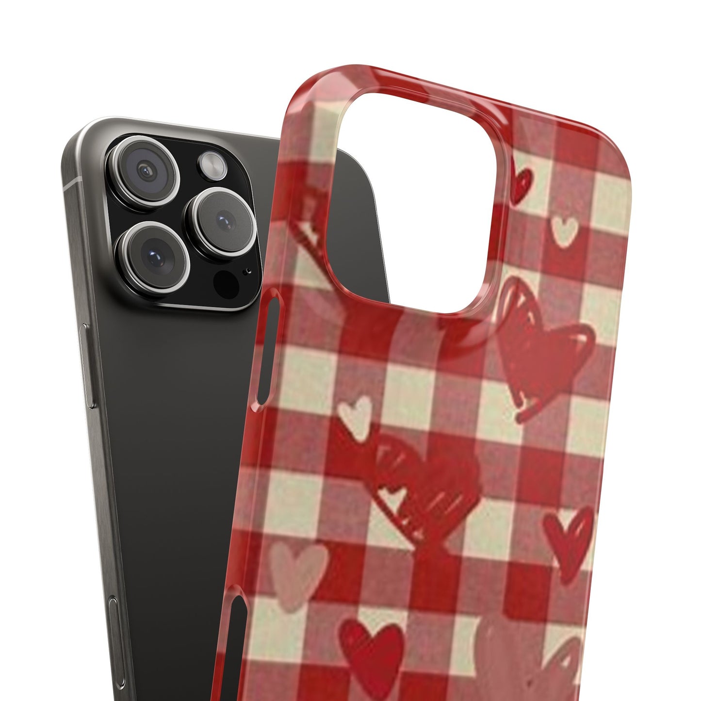 red plaid hearts phone case