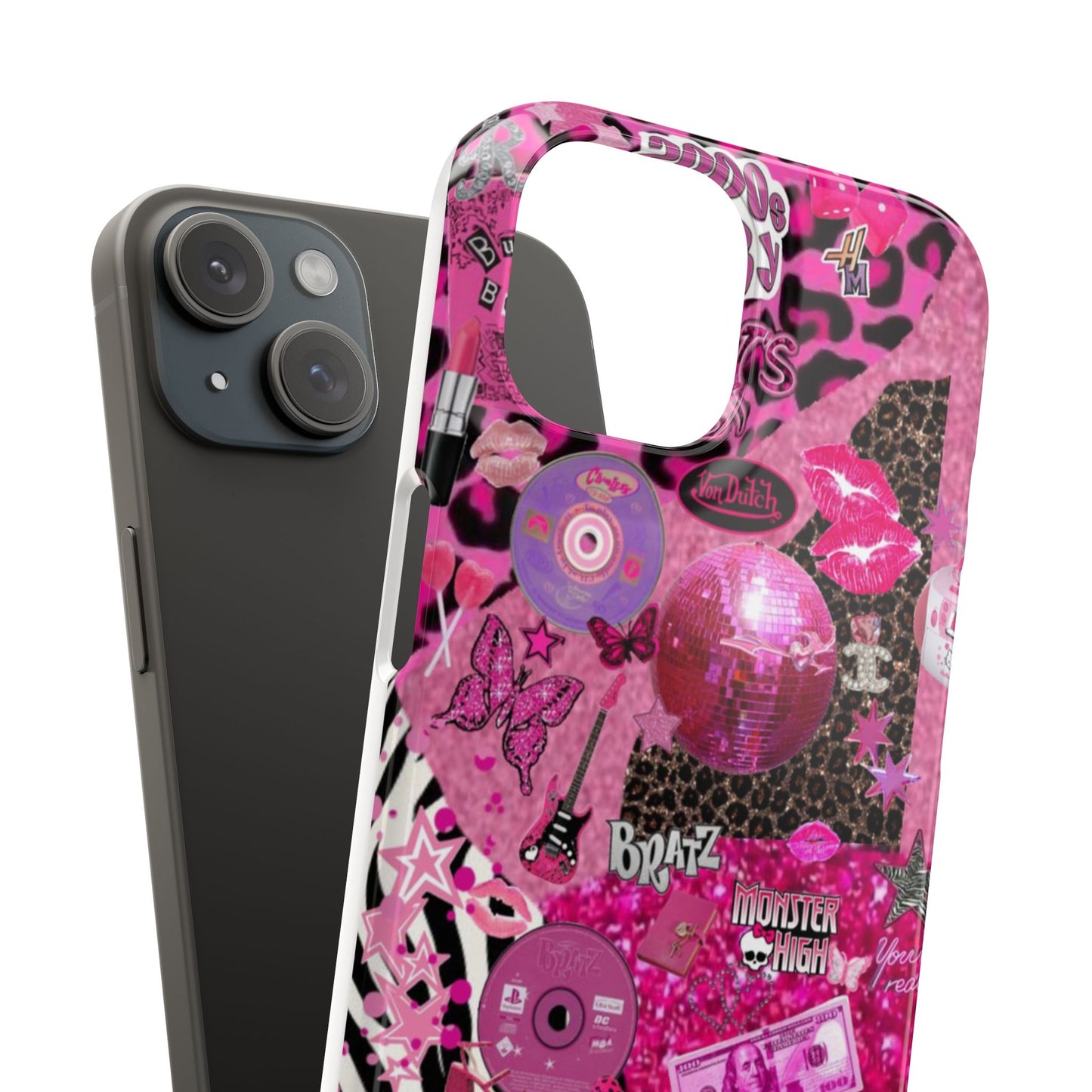 y2k trashy pink phone case