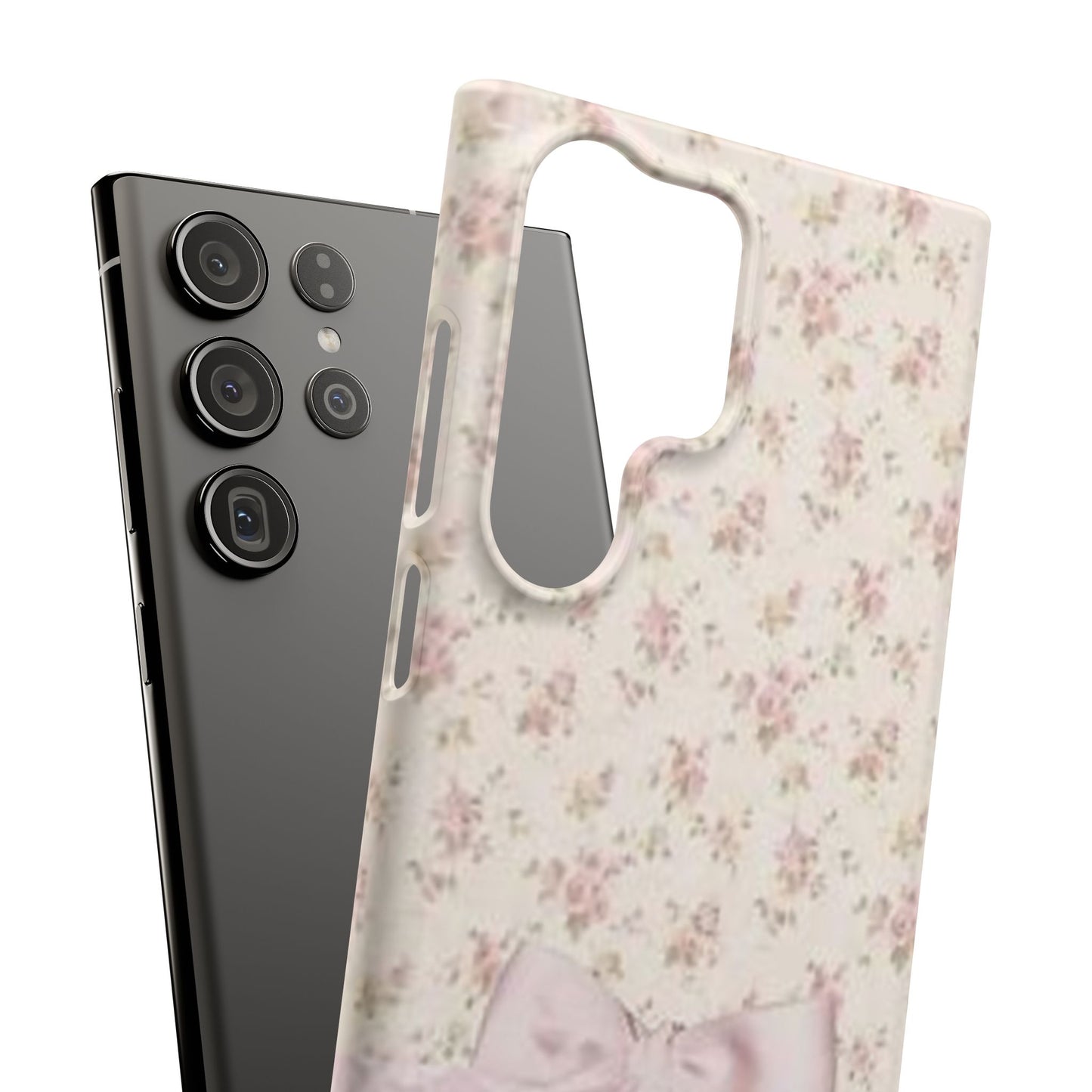 pink flower lace bow phone case