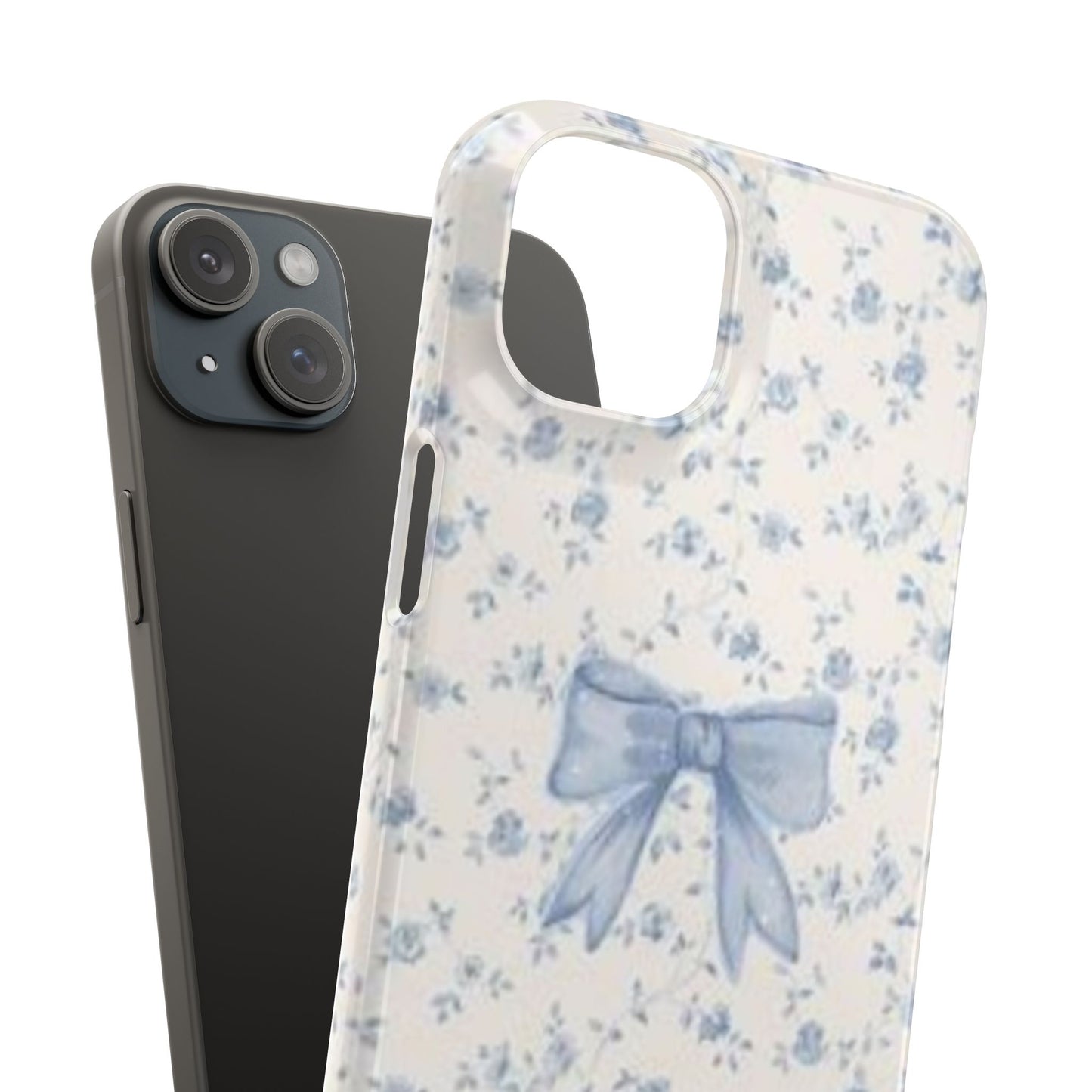 blue flowers and bow phone case