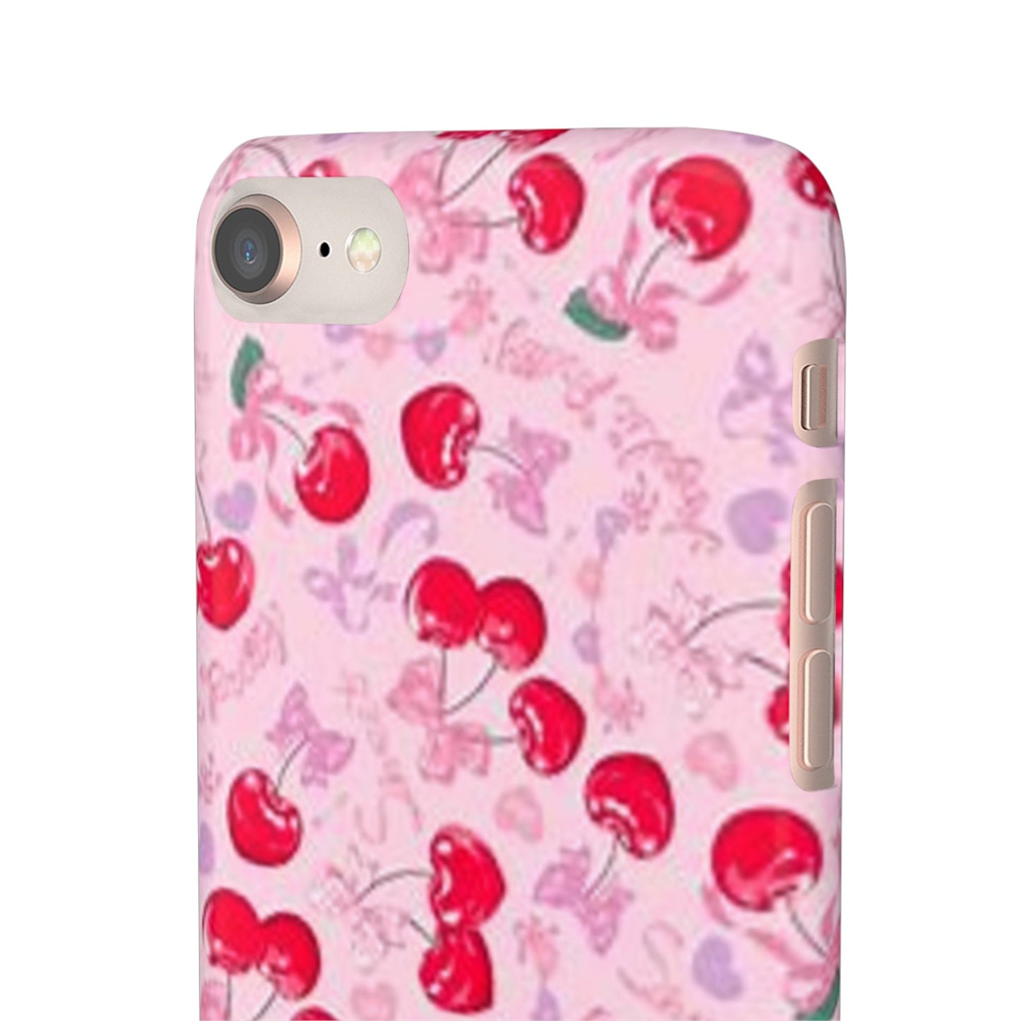 pink bow tied cherry pattern phone case