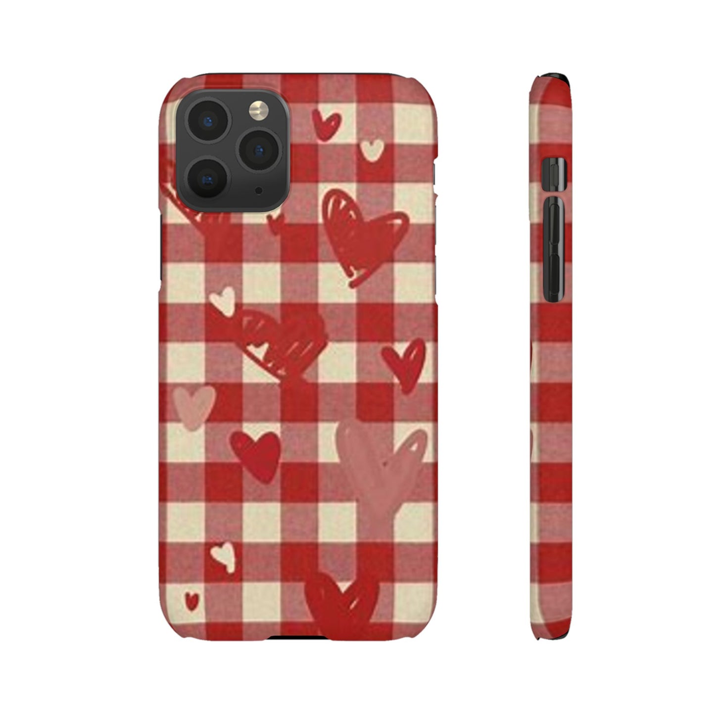 red plaid hearts phone case