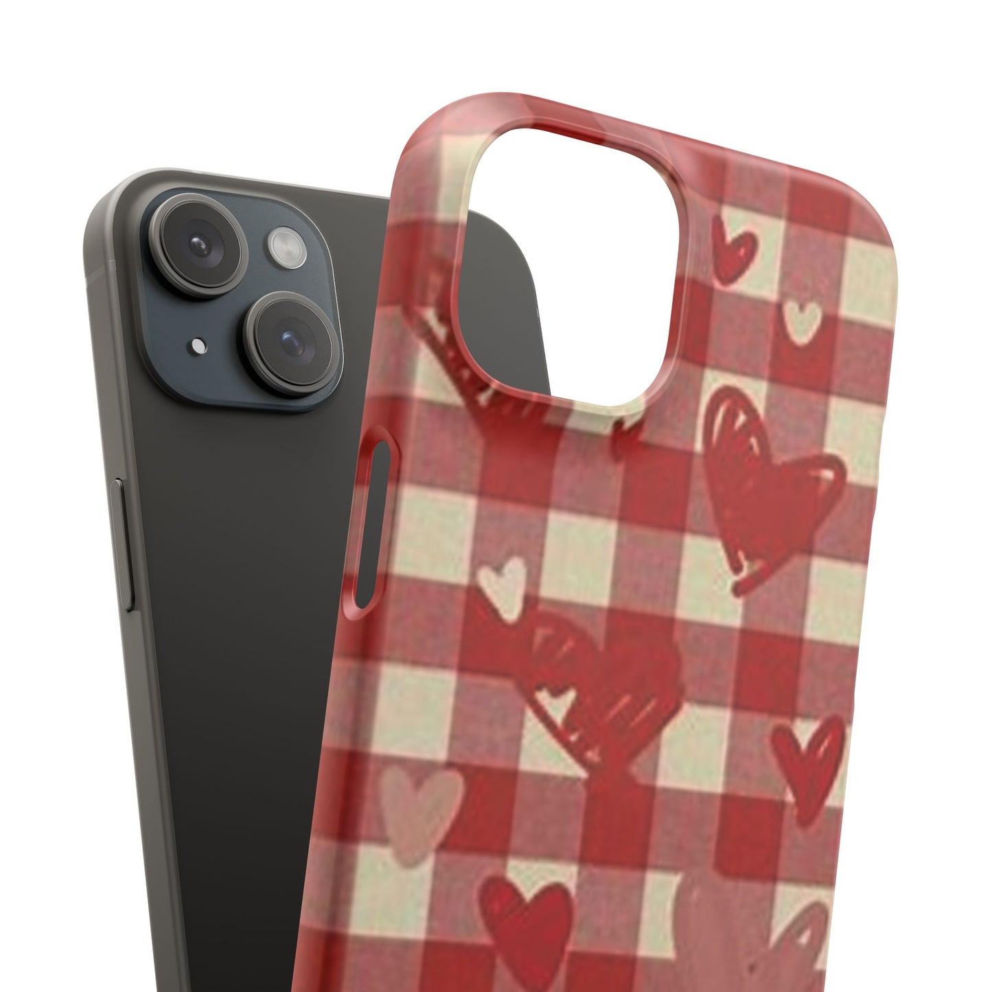 red plaid hearts phone case