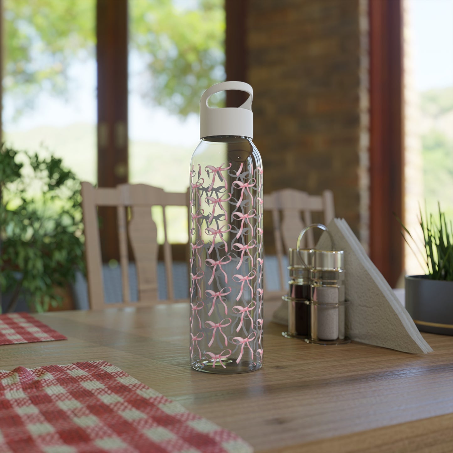 bow pattern water bottle